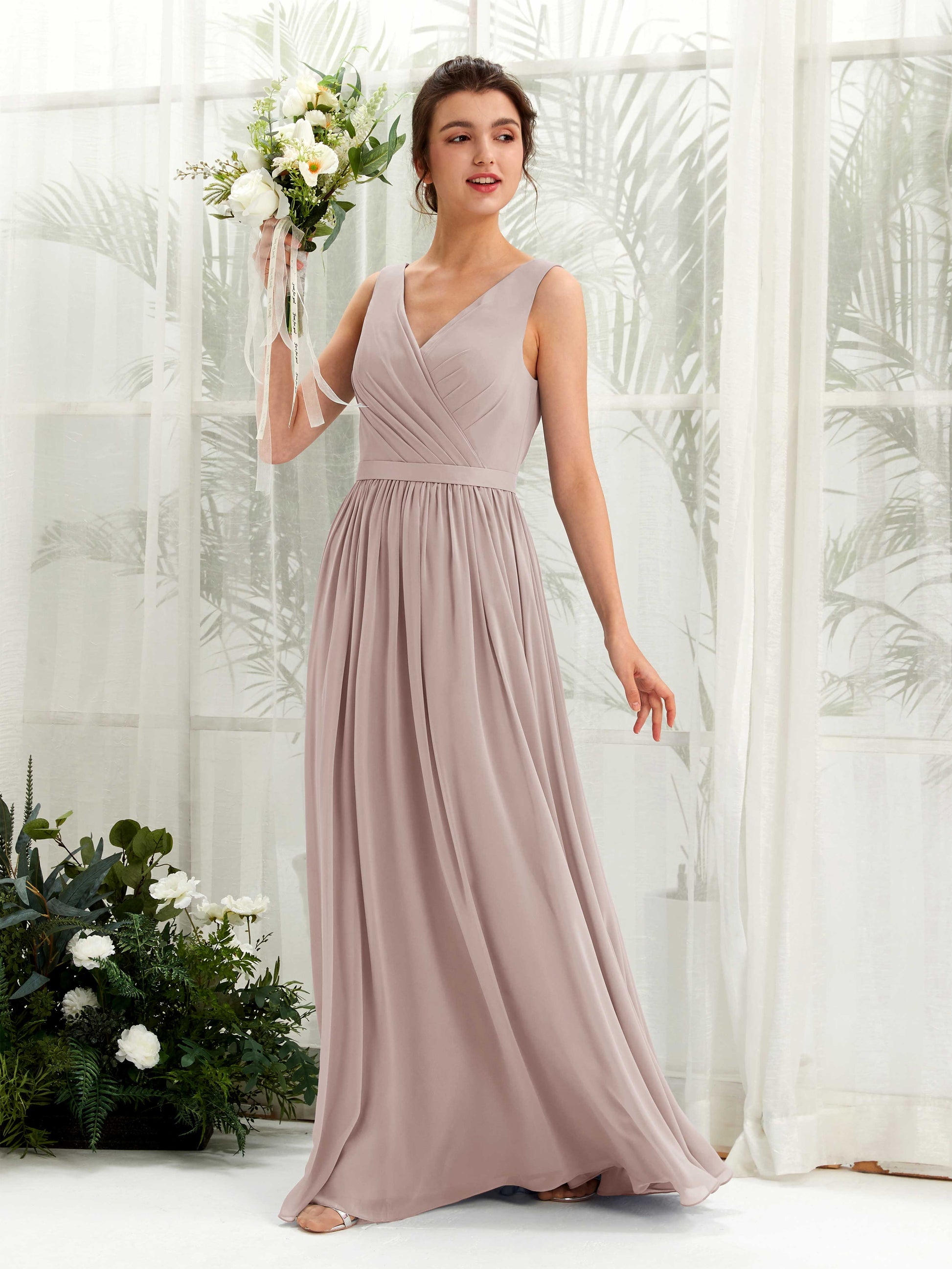 Barbara Taupe Sleeveless Maxi Dress