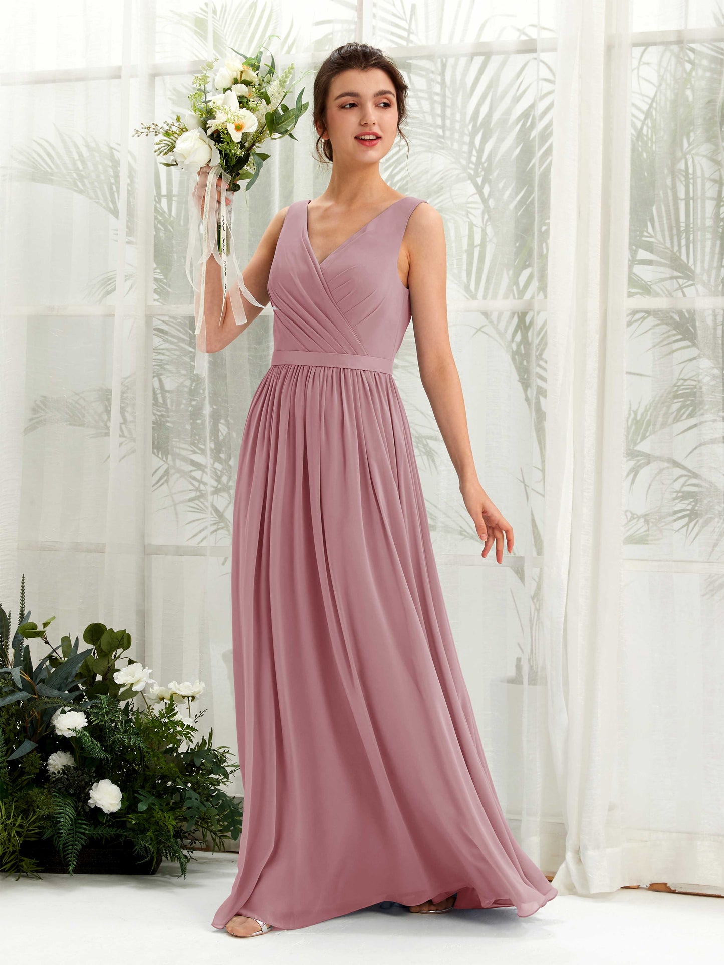 Barbara Vintage Mauve Sleeveless Maxi Dress