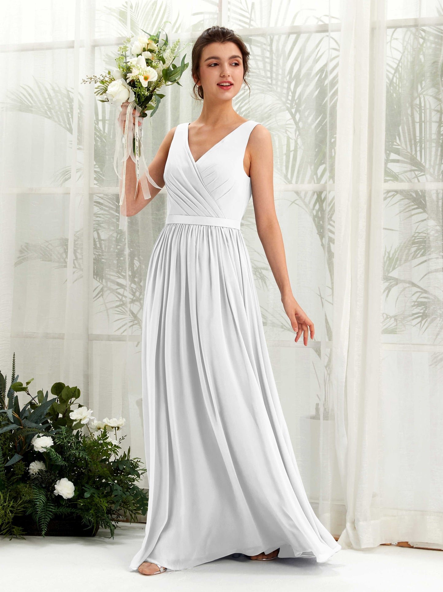 Barbara White Sleeveless Maxi Dress