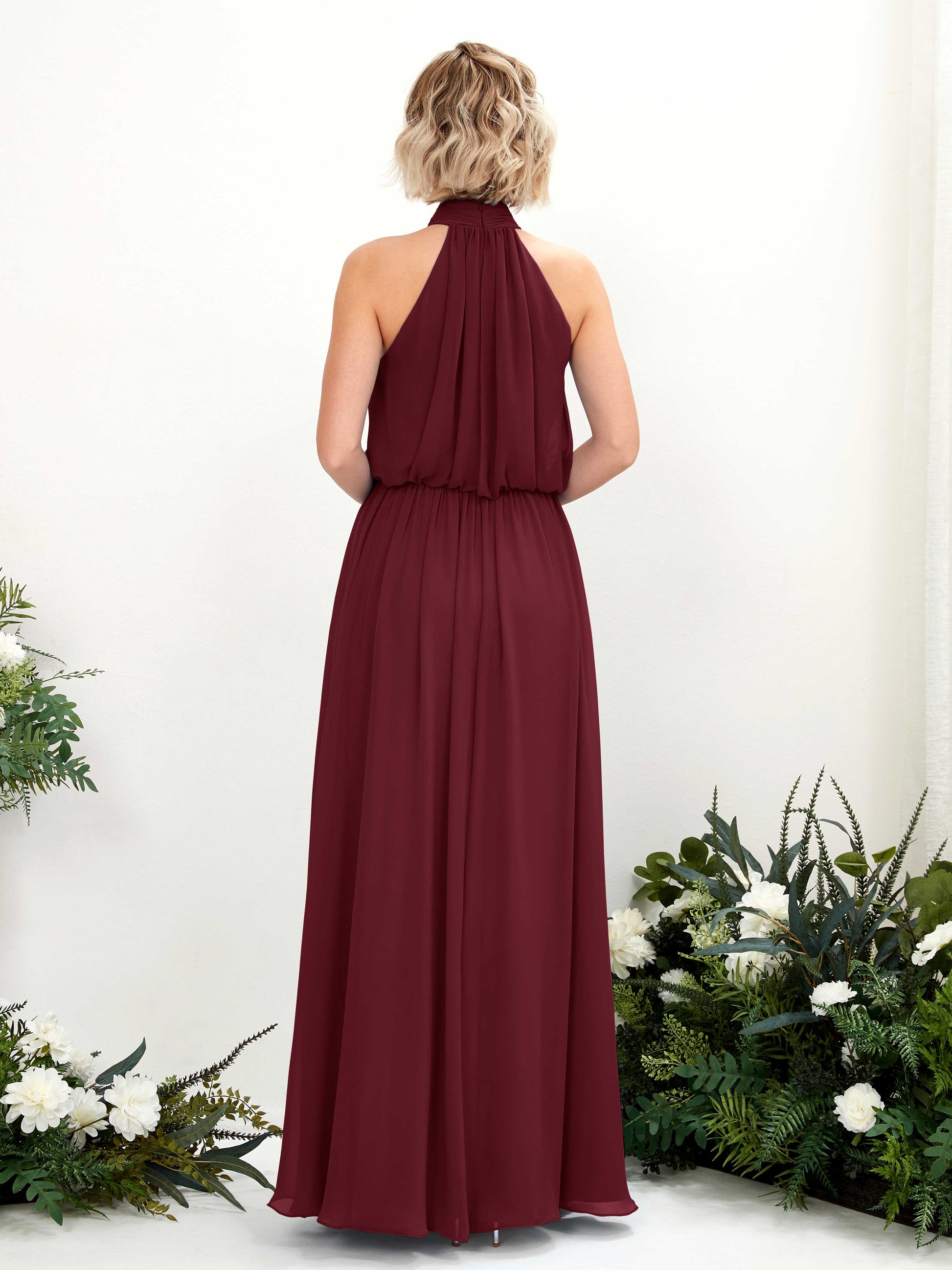 Bess Burgundy Halter Maxi Dress