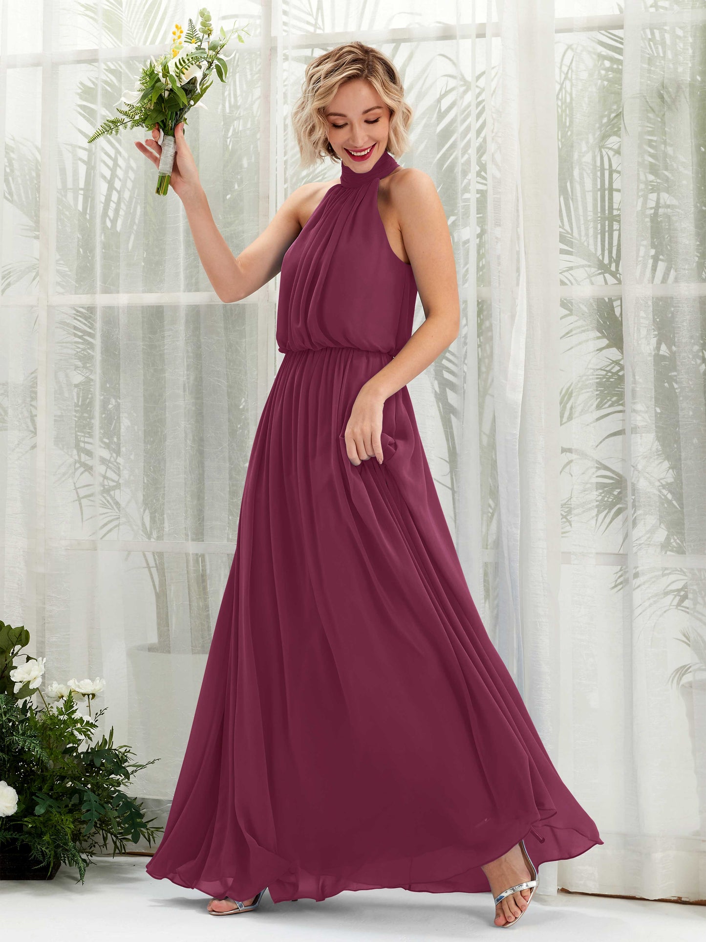 Bess Chianti Halter Maxi Dress