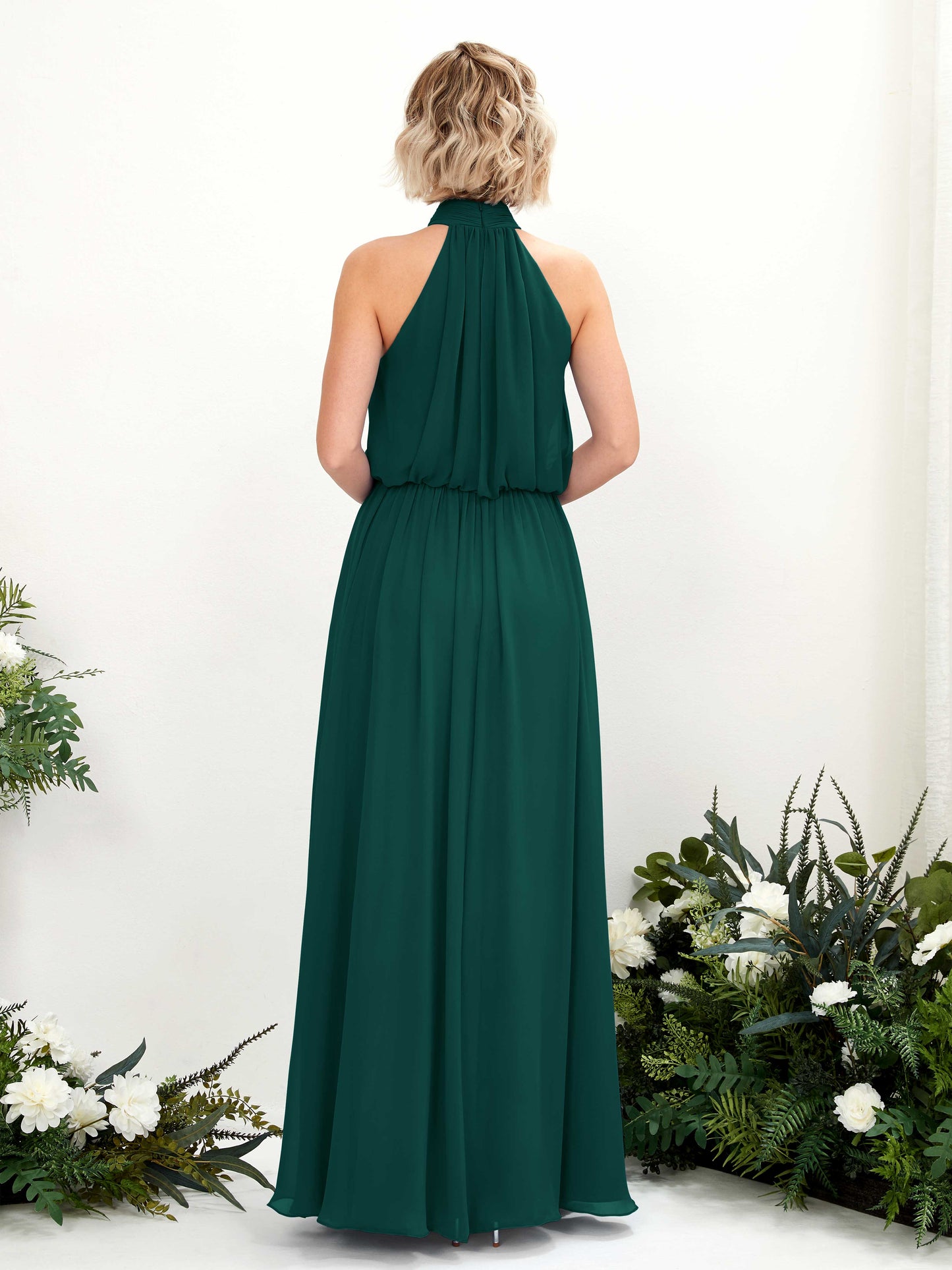 Bess Dark Emerald Halter Maxi Dress