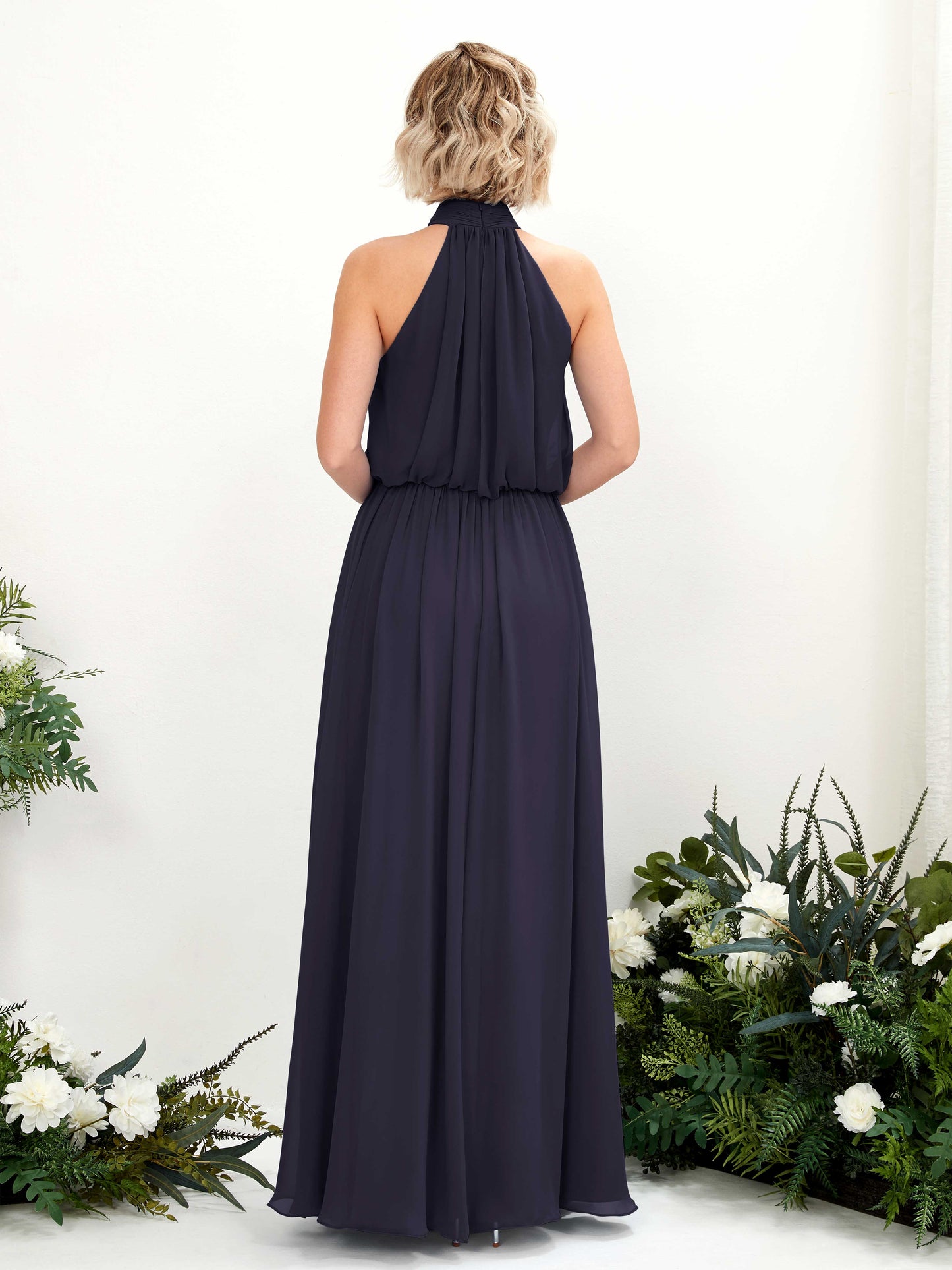 Bess Dark Navy Halter Maxi Dress