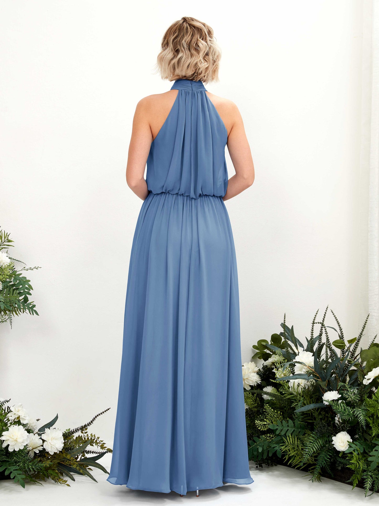 Bess Dusty Blue Halter Maxi Dress