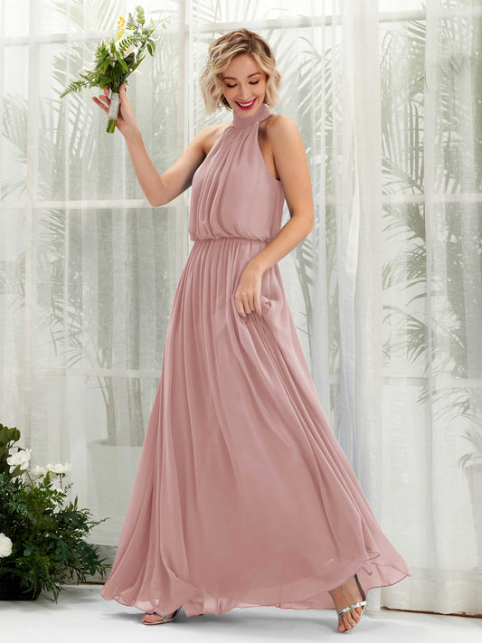 Bess Dusty Rose Halter Maxi Dress