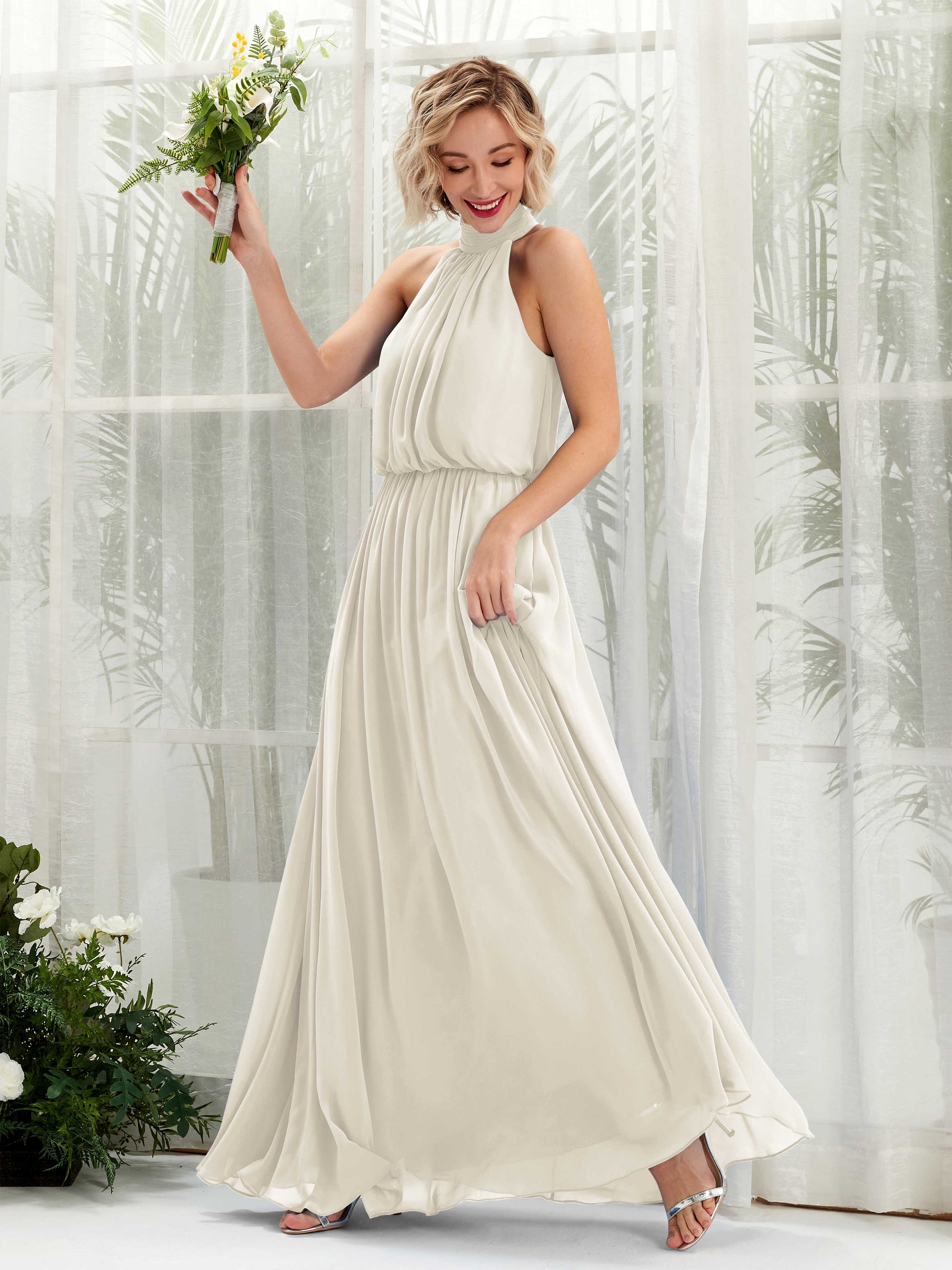 Bess Ivory Halter Maxi Dress