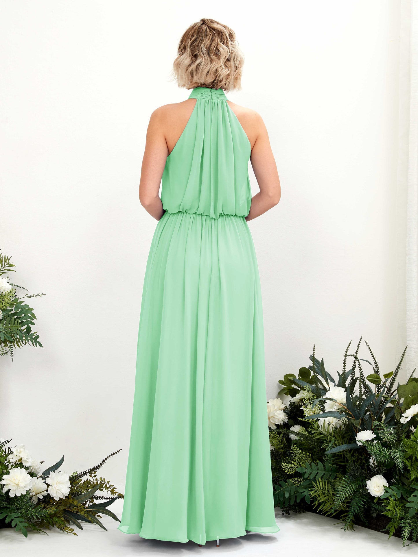 Bess Mint Green Halter Maxi Dress