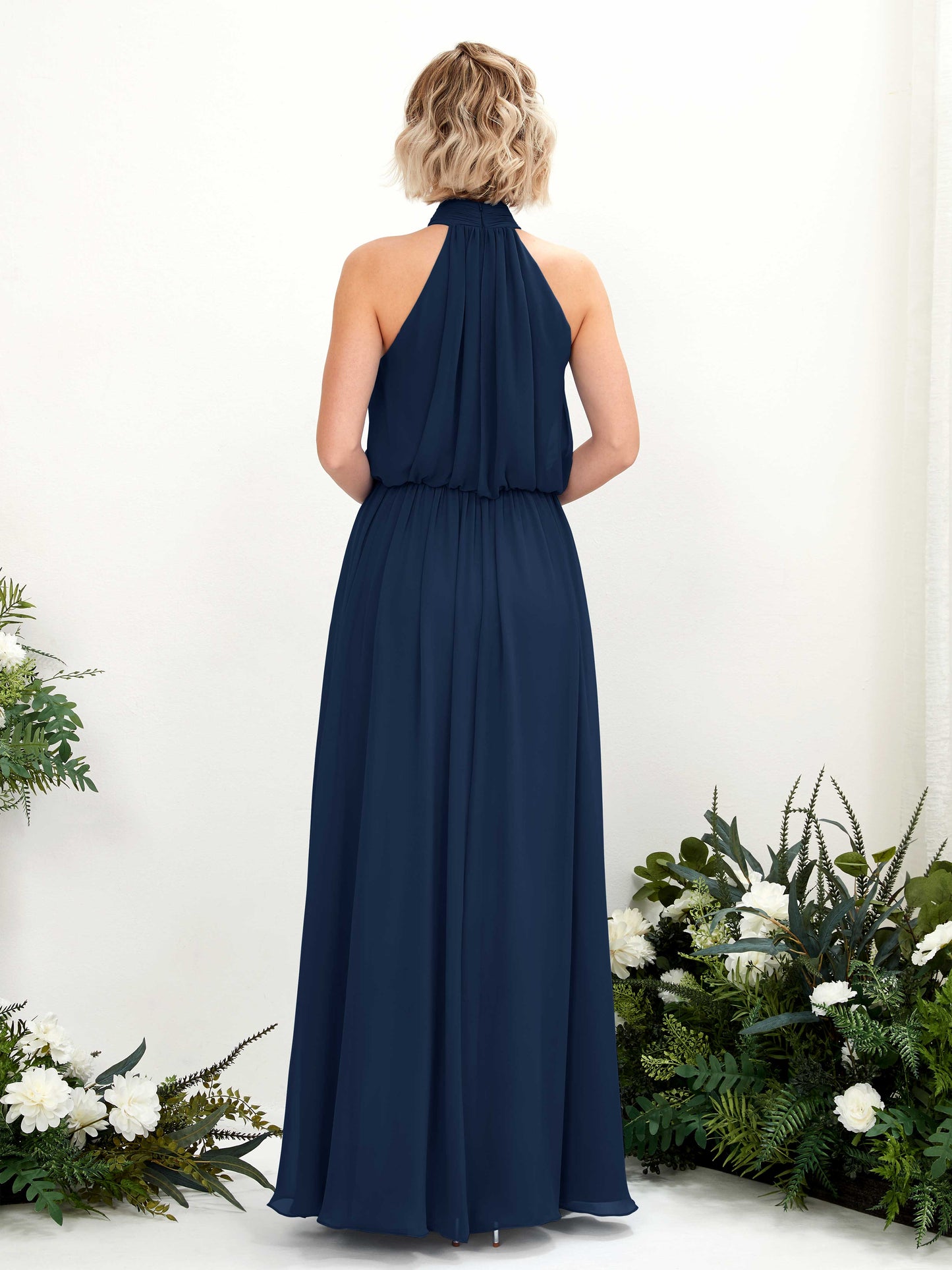 Bess Navy Halter Maxi Dress