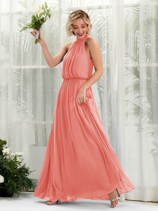 Bess Peach Pink Halter Maxi Dress