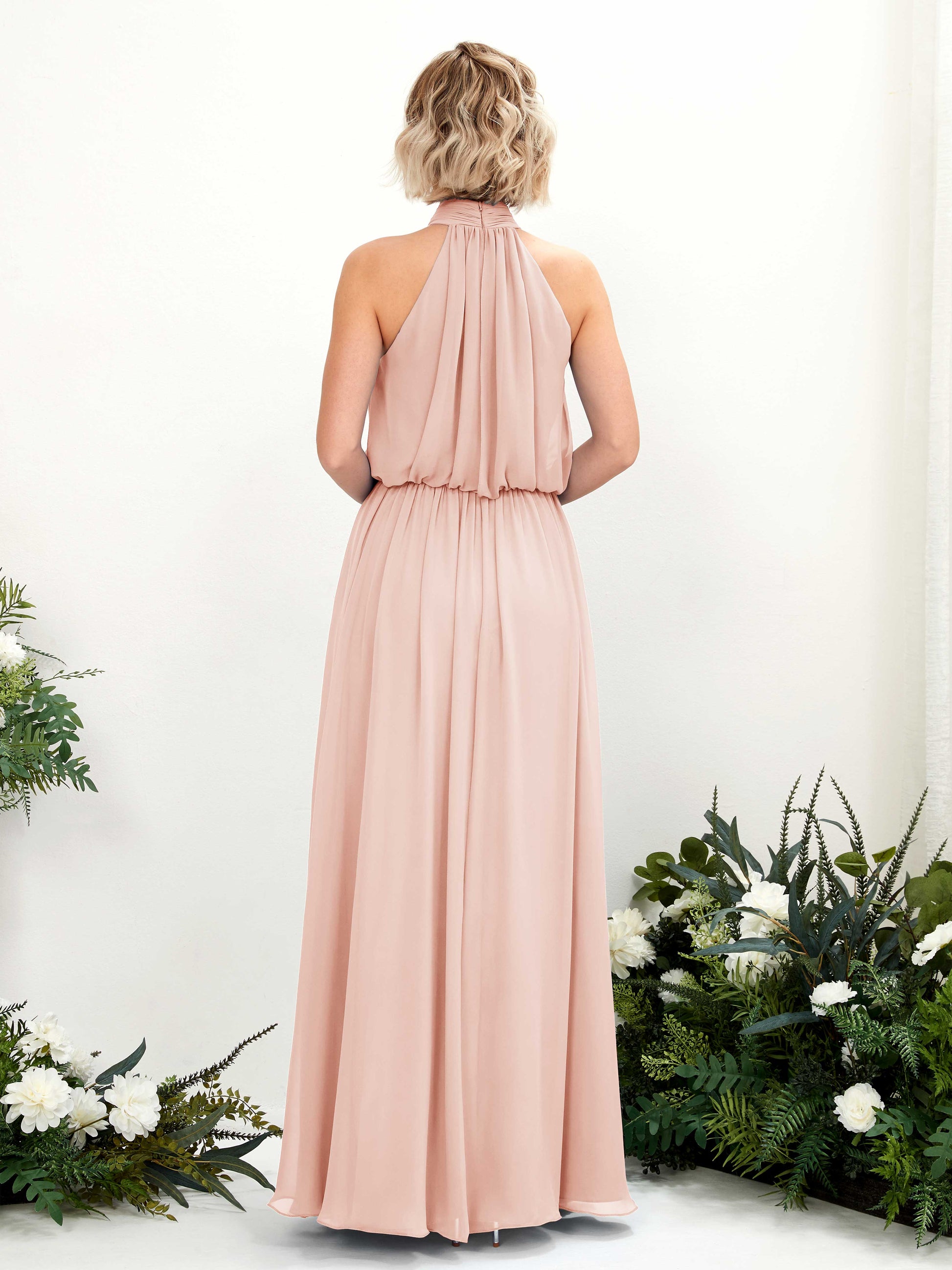 Bess Pearl Pink Halter Maxi Dress