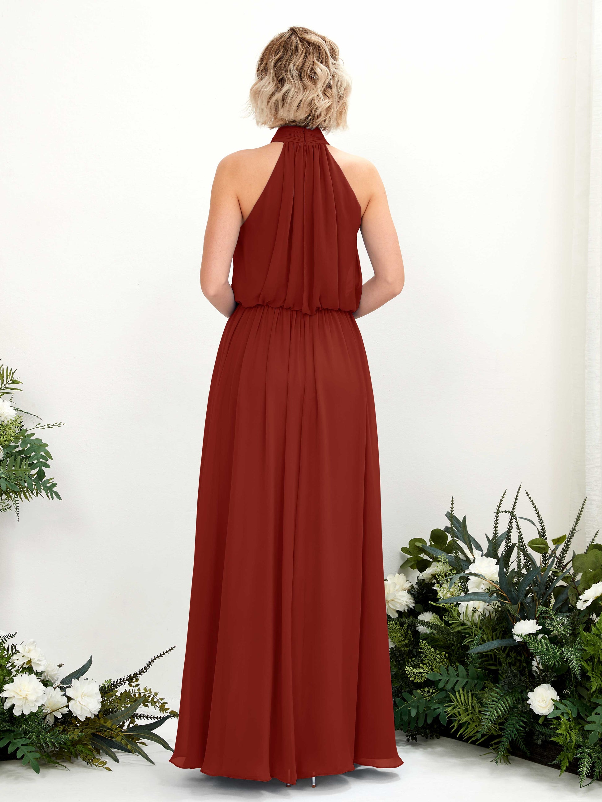 Bess Rust Halter Maxi Dress