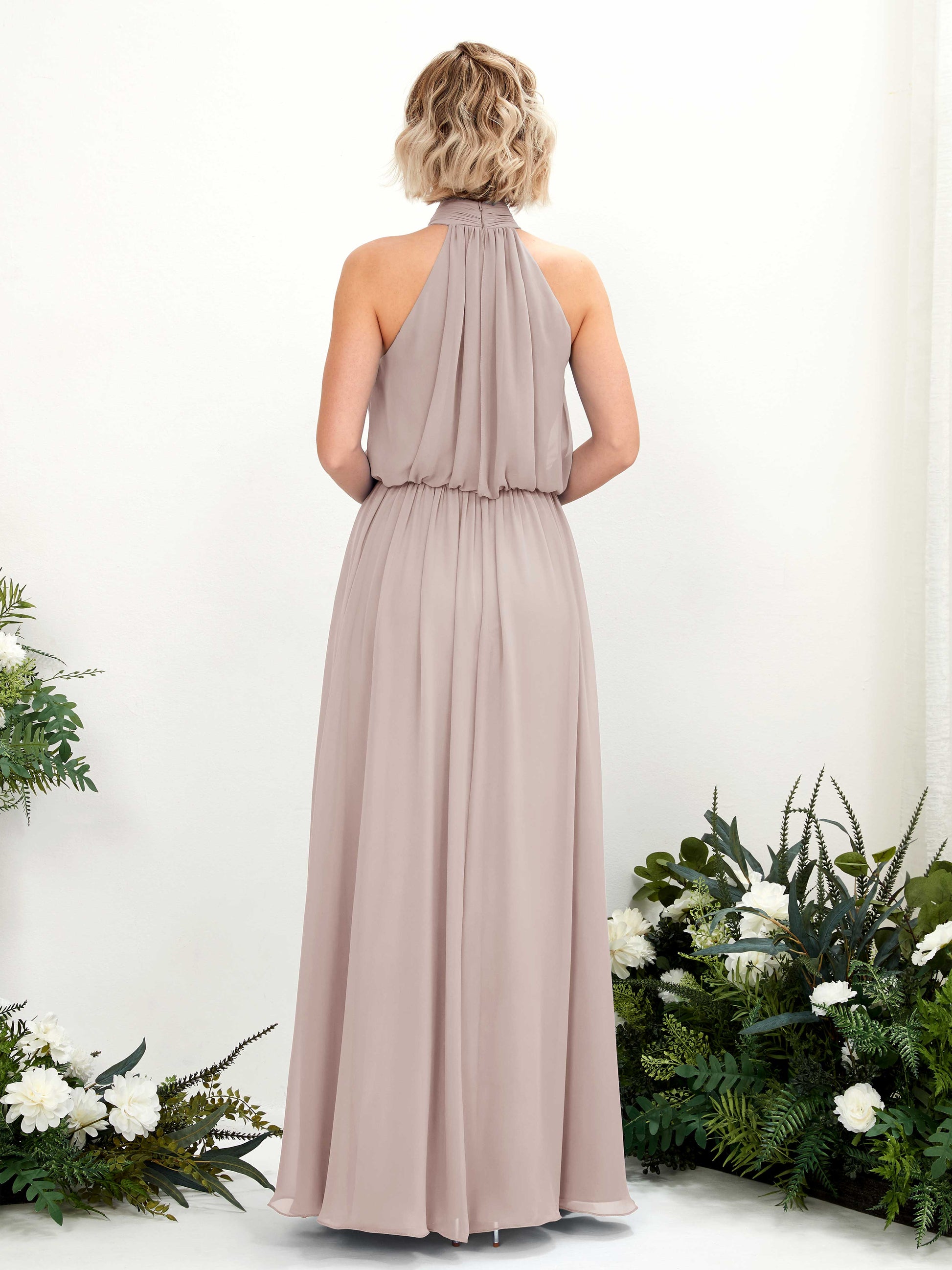 Bess Taupe Halter Maxi Dress