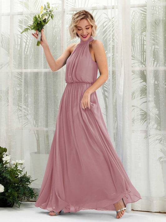 Bess Vintage Mauve Halter Maxi Dress