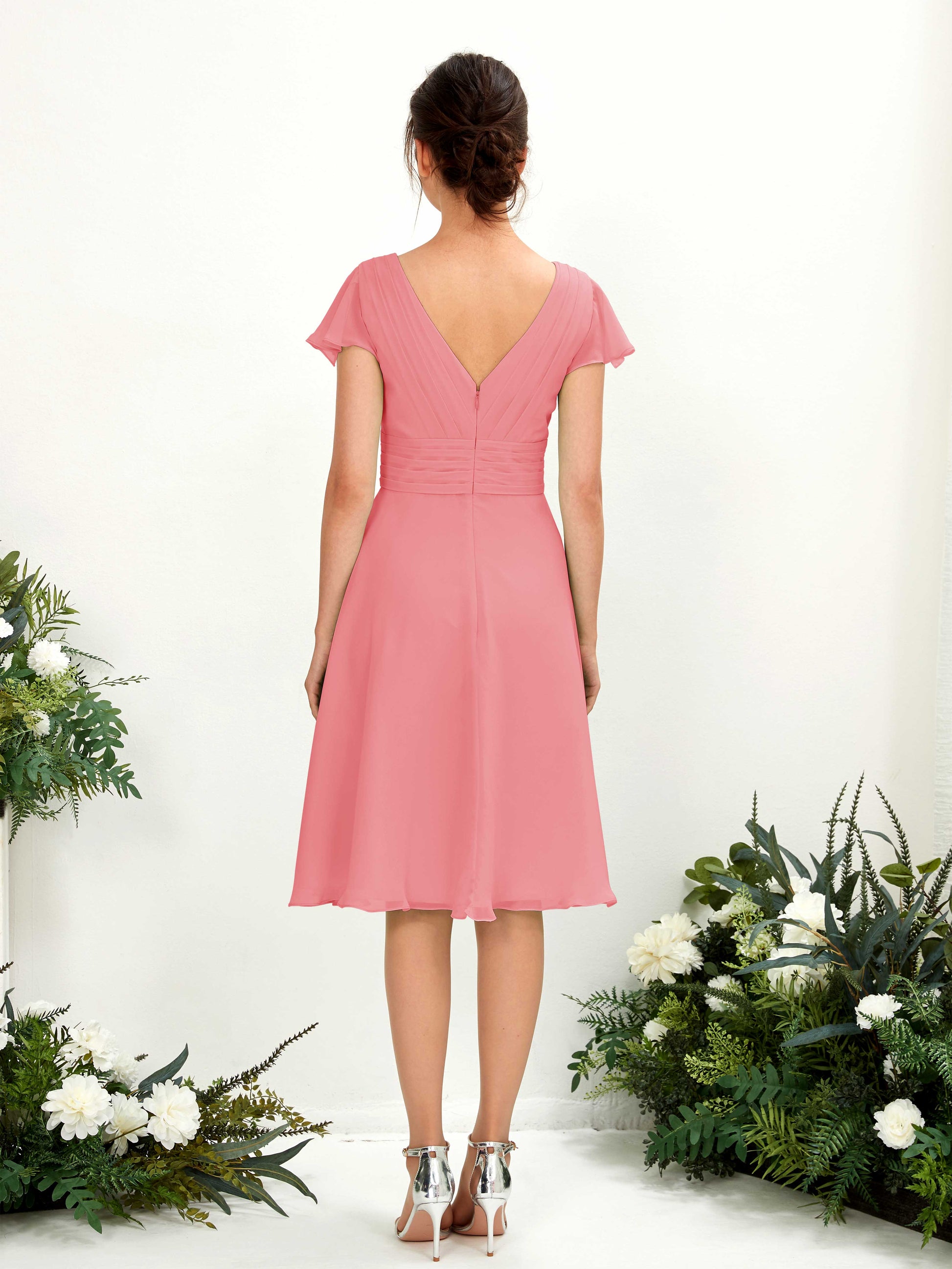 Betty Coral Pink Midi Dress