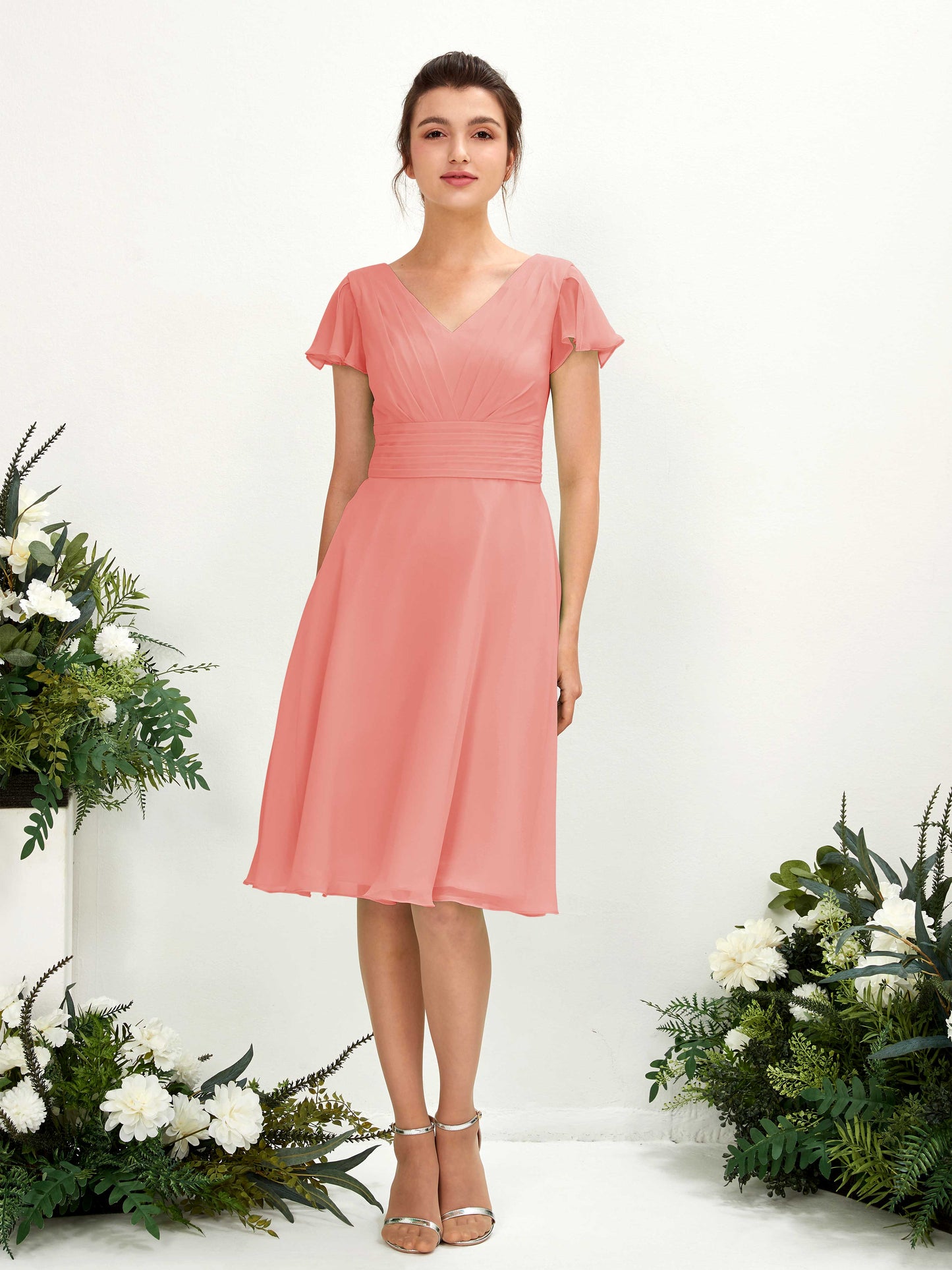 Betty Peach Pink Midi Dress