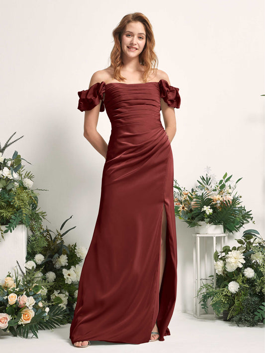 Bianca Burgundy Satin Maxi Dress