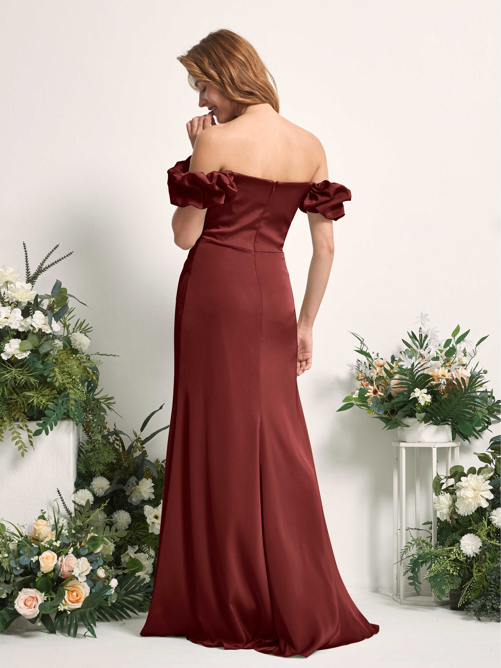 Bianca Burgundy Satin Maxi Dress