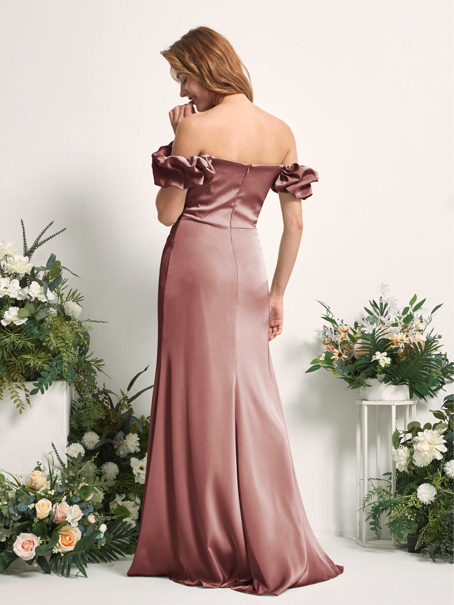 Bianca Desert Rose Satin Maxi Dress