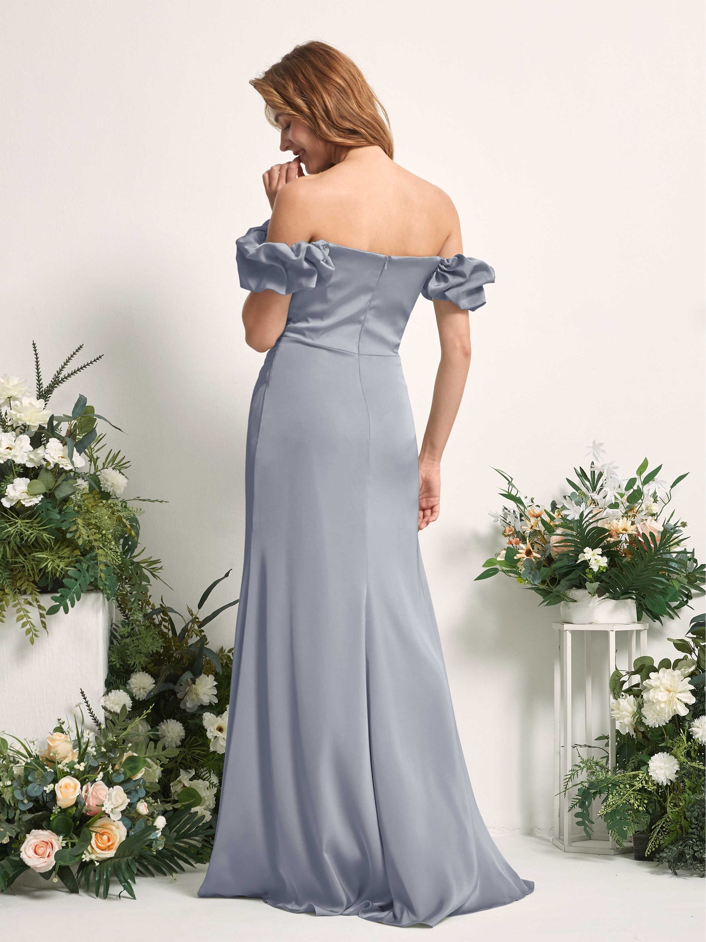 Bianca Dusty Blue Satin Maxi Dress