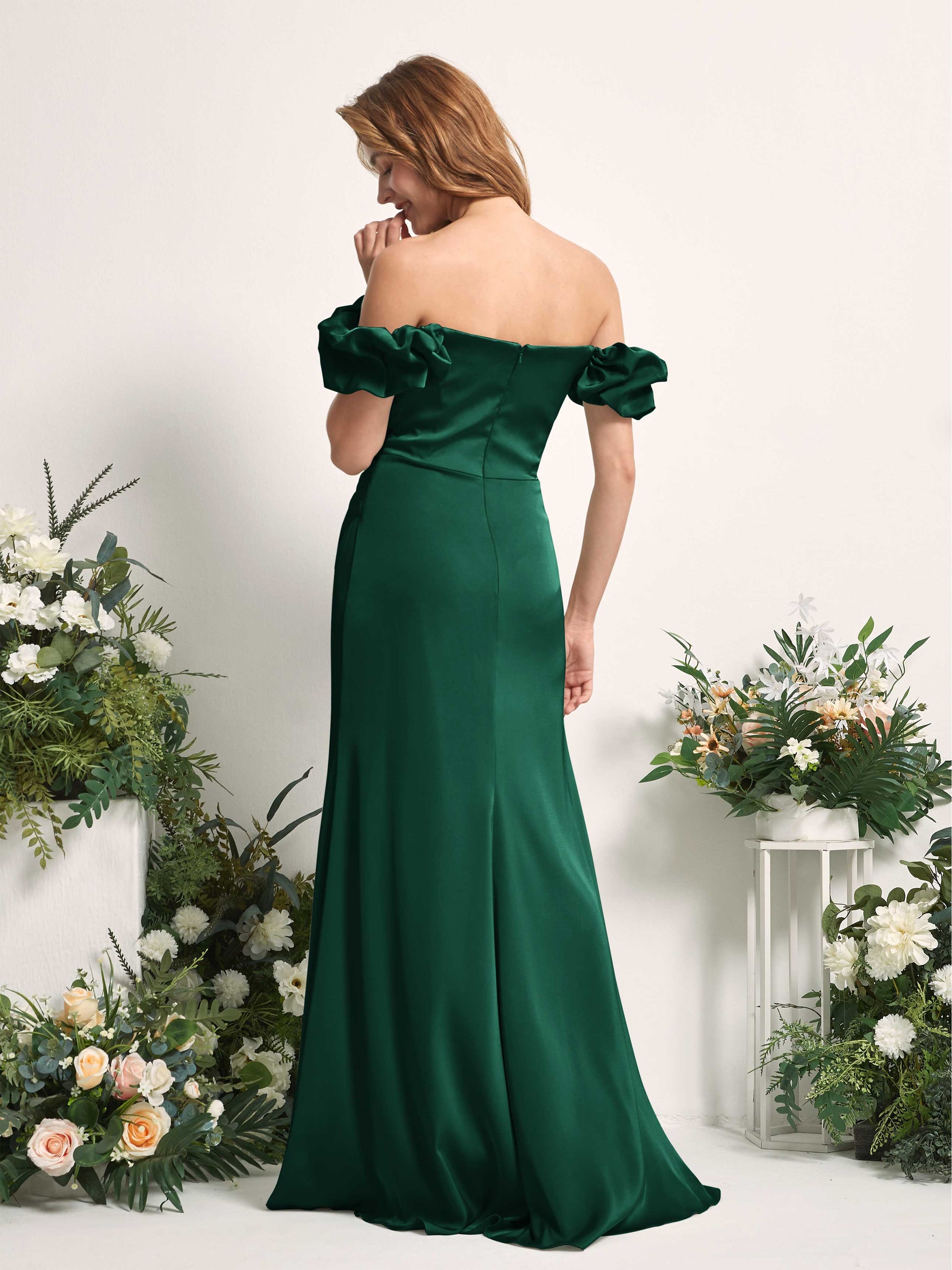 Bianca Hunter Green Satin Maxi Dress