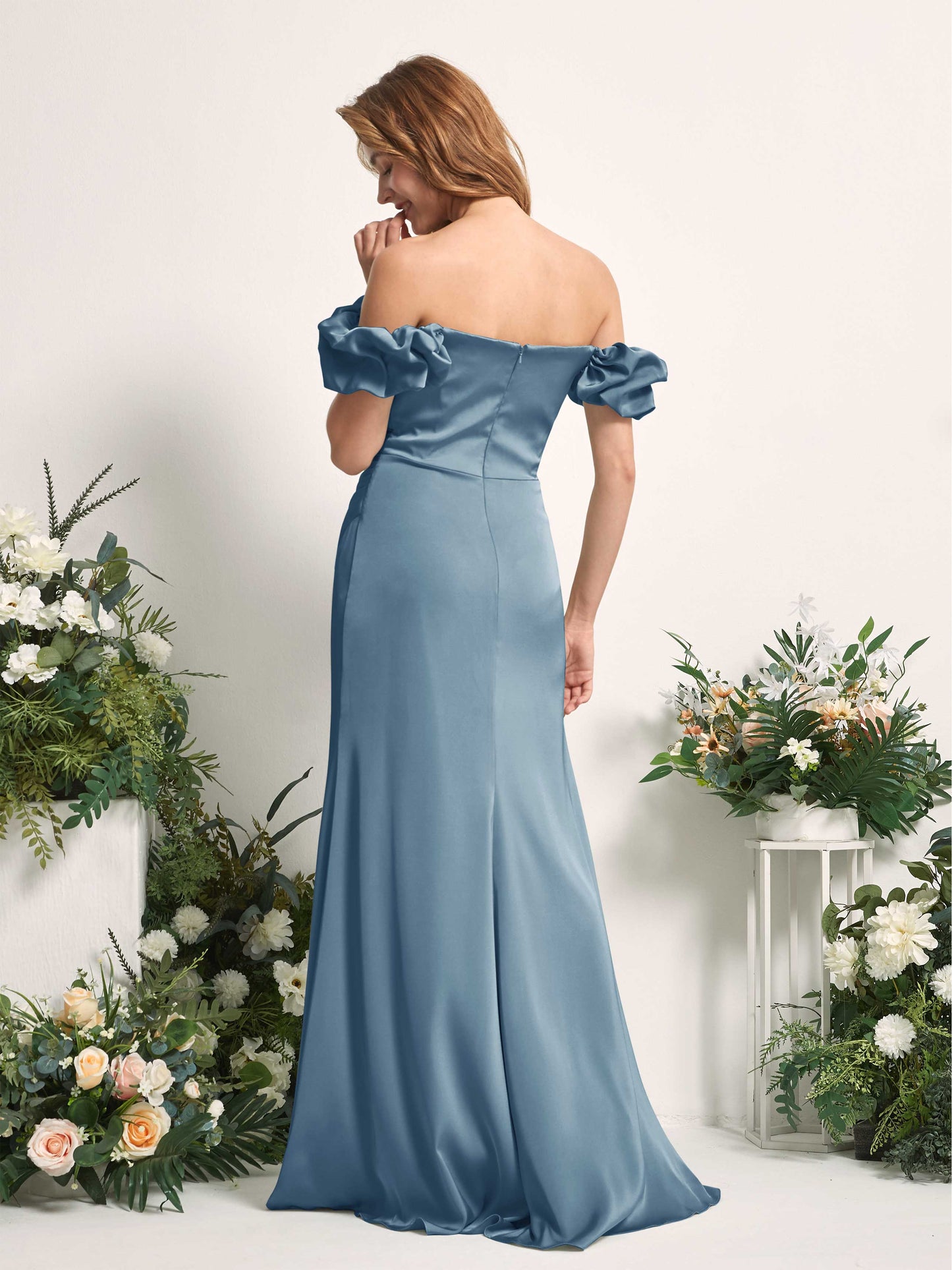 Bianca Ink blue Satin Maxi Dress