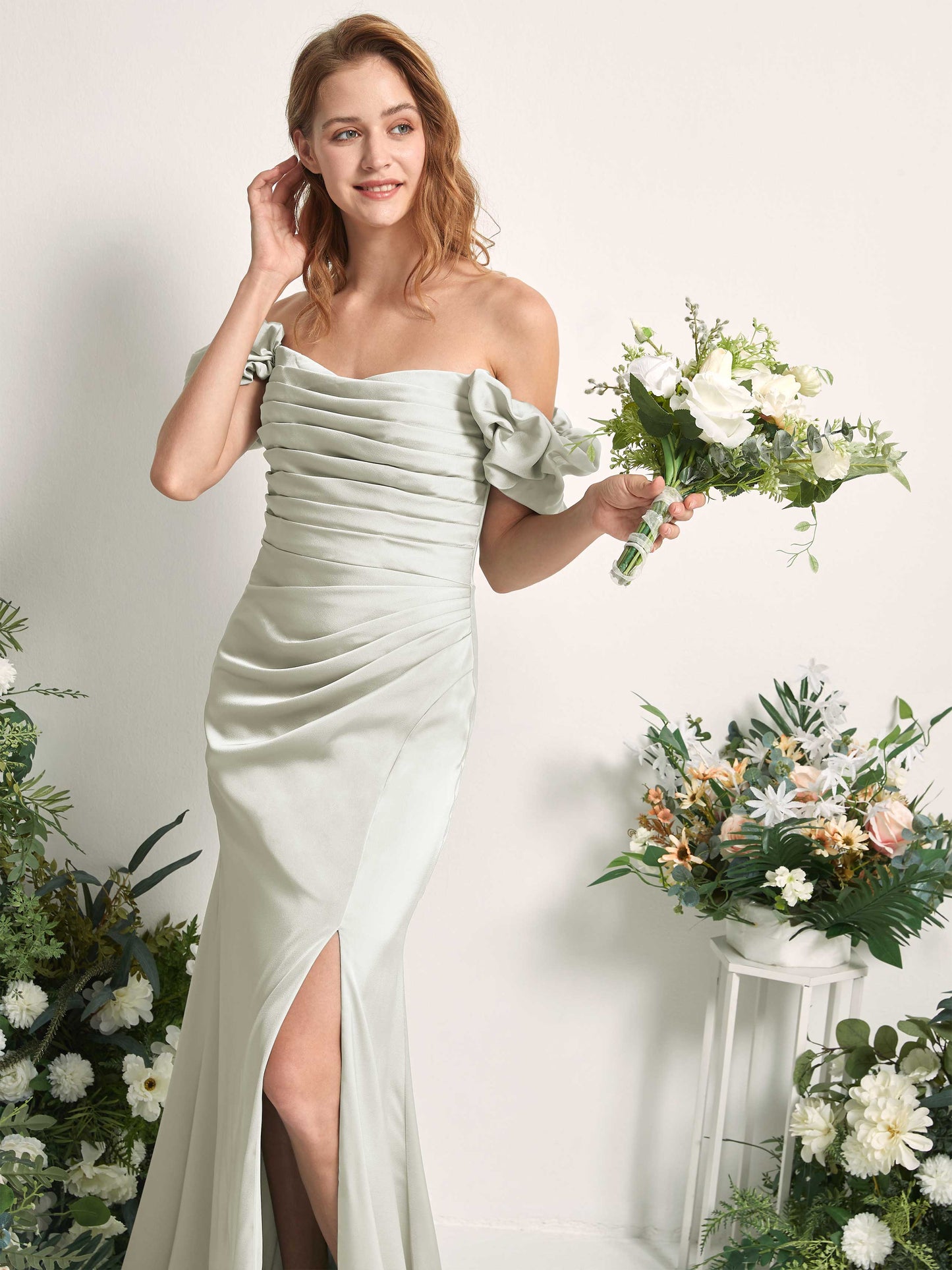 Bianca Ivory Satin Maxi Dress