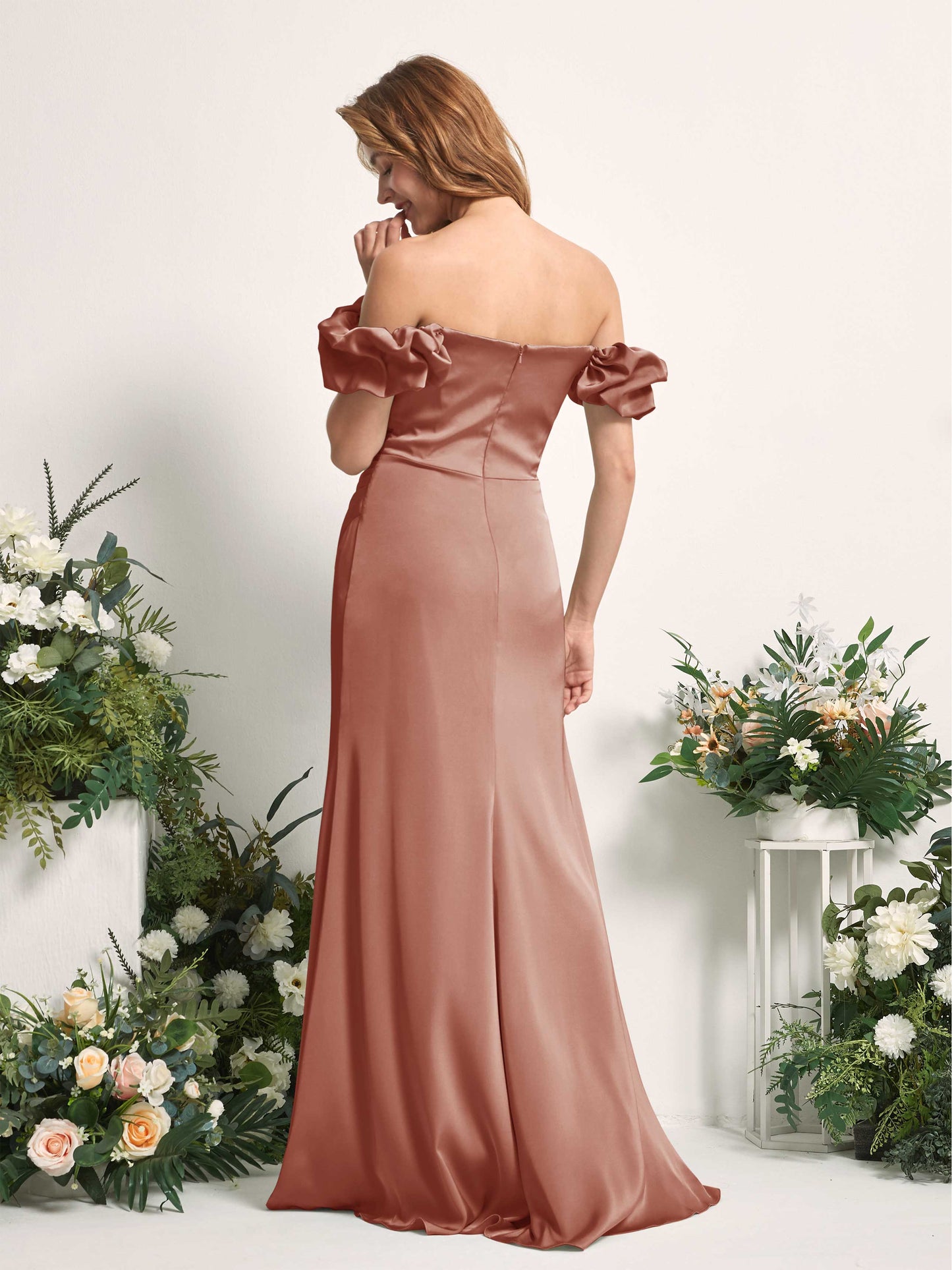 Bianca Raw Sienna Satin Maxi Dress