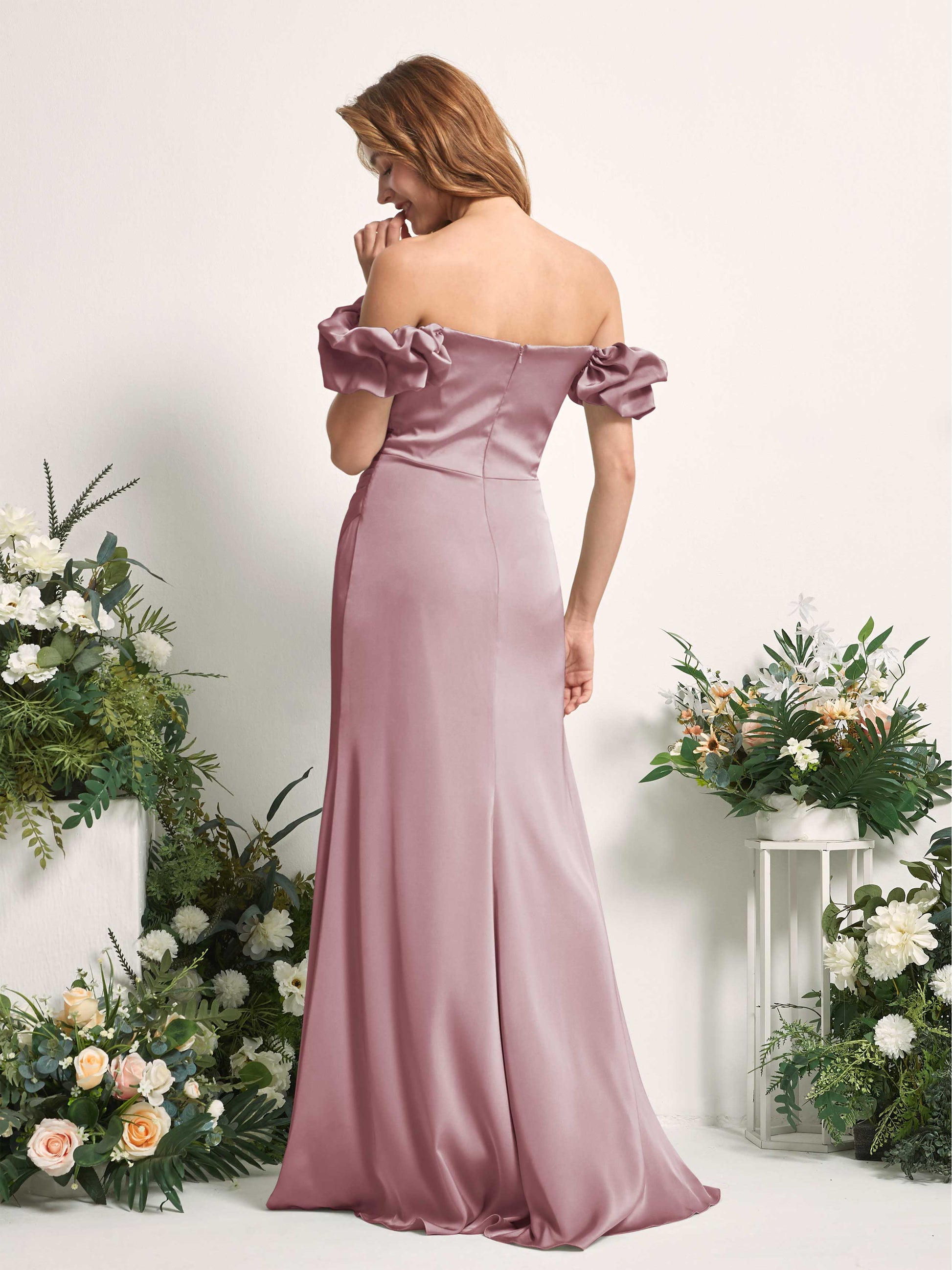 Bianca Rose Quartz Satin Maxi Dress