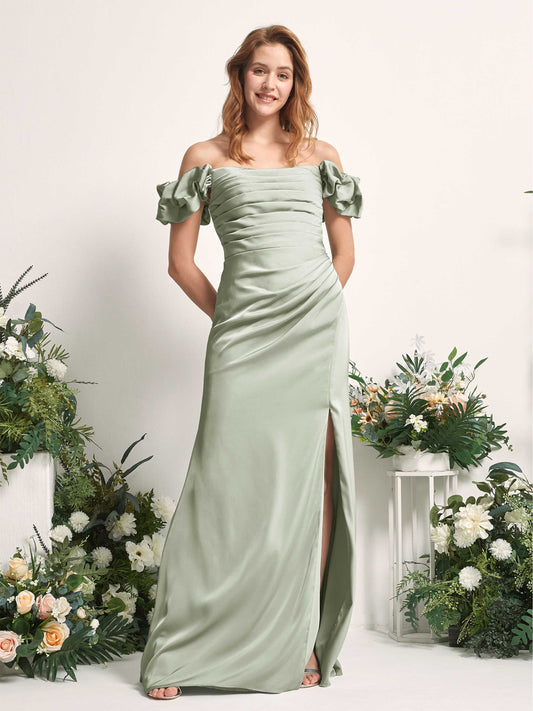 Bianca Sage Green Satin Maxi Dress