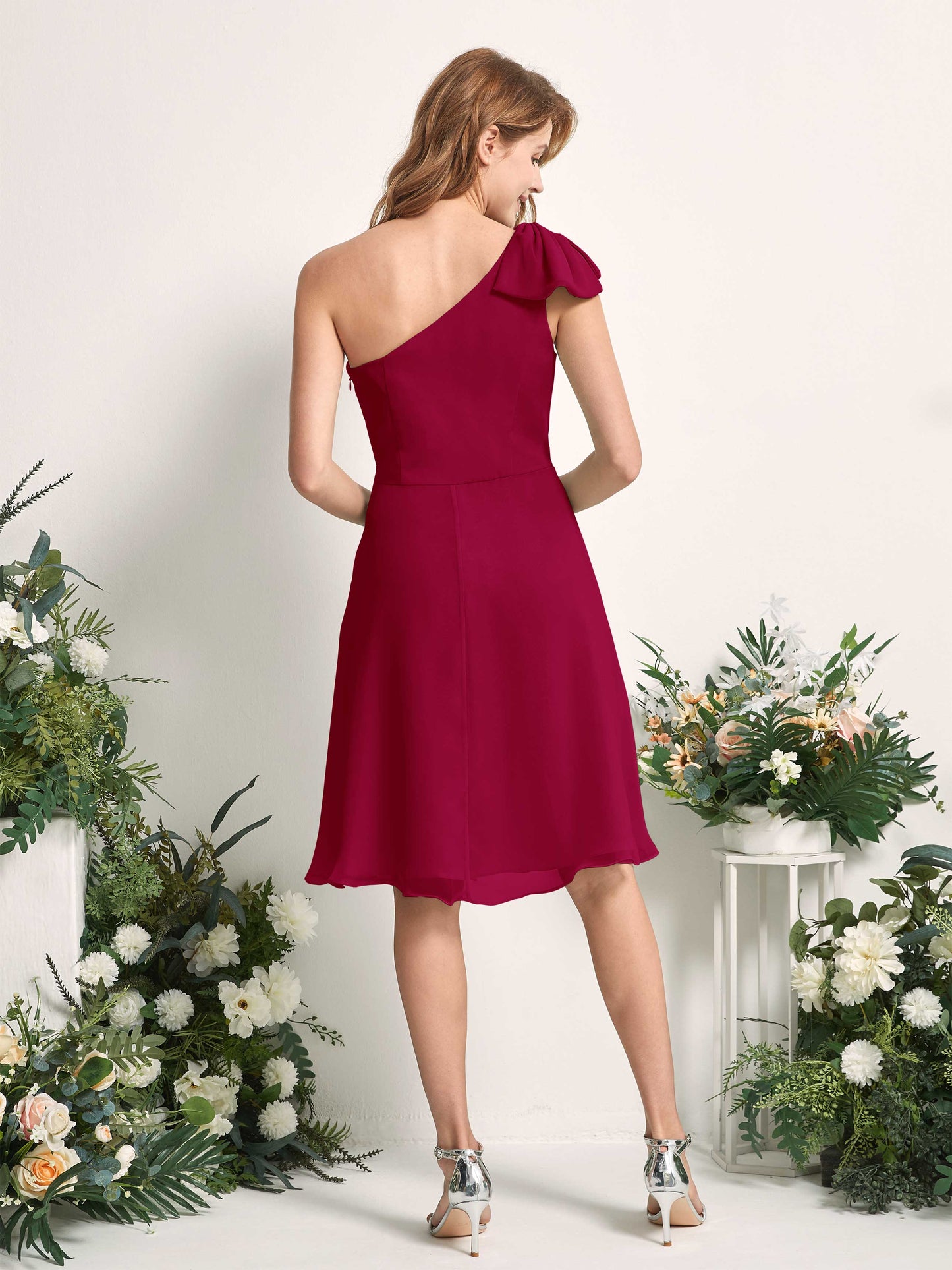 Brenda Jester Red One Shoulder Midi Dress