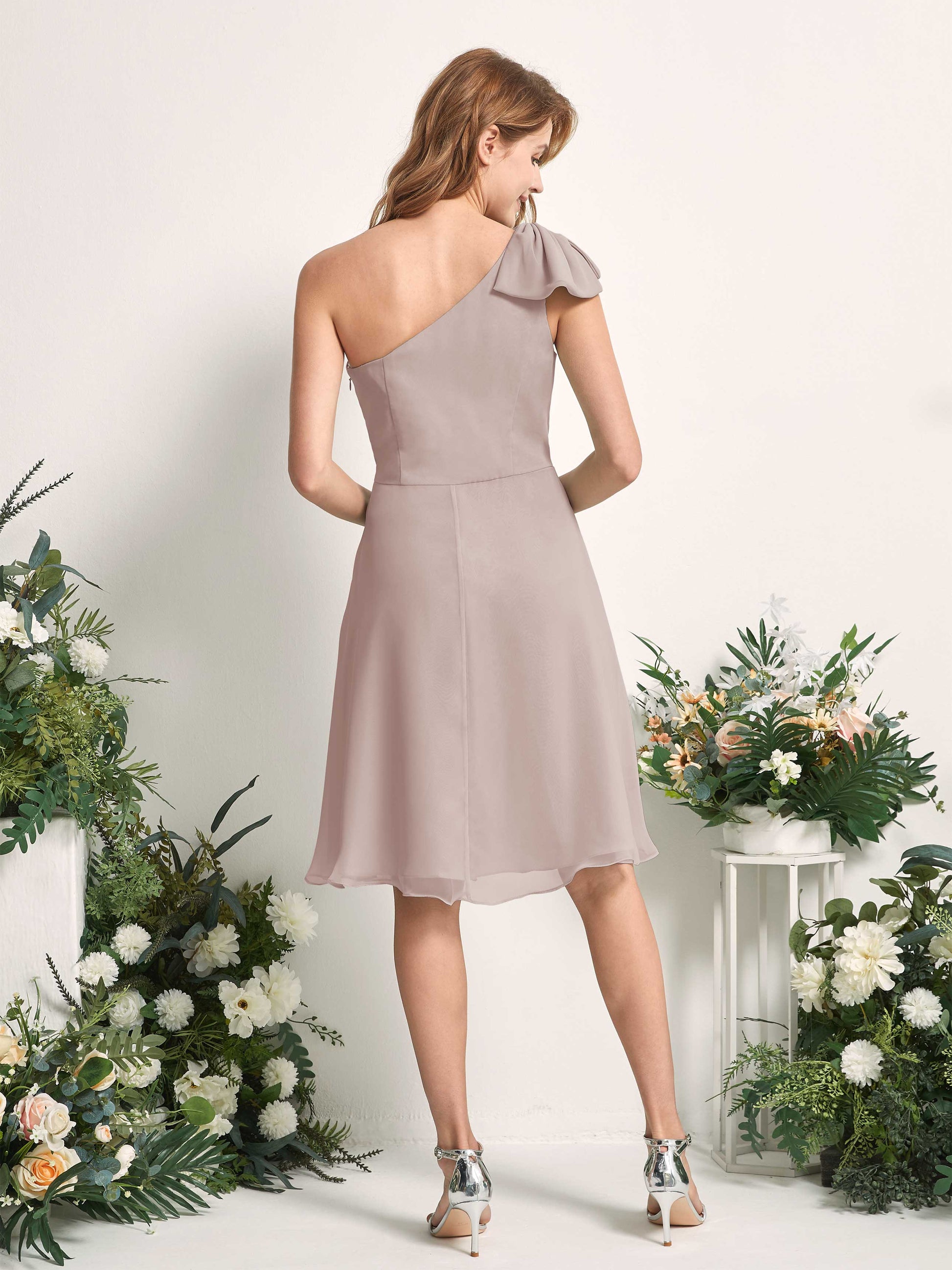 Brenda Taupe One Shoulder Midi Dress