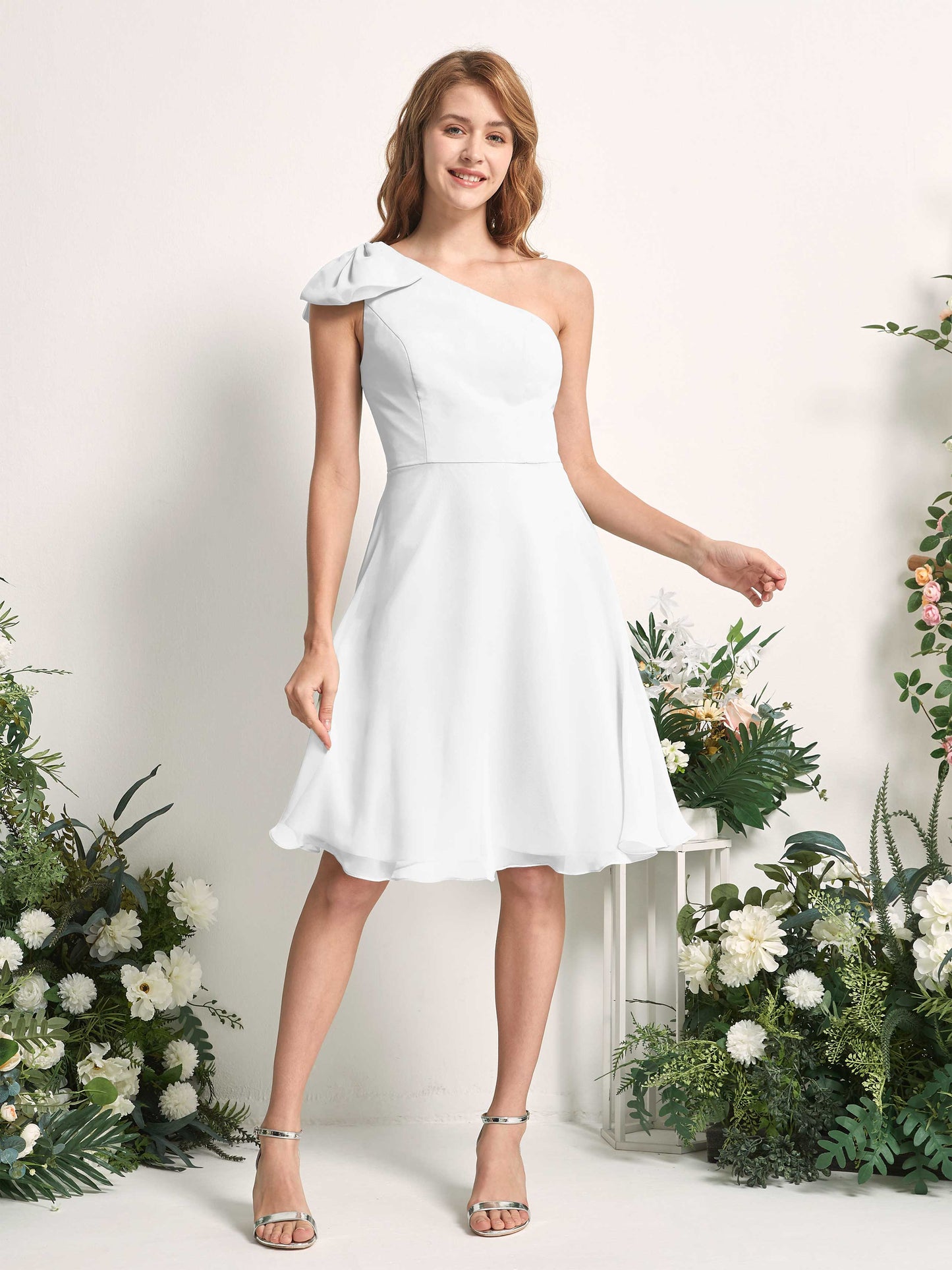 Brenda White One Shoulder Midi Dress