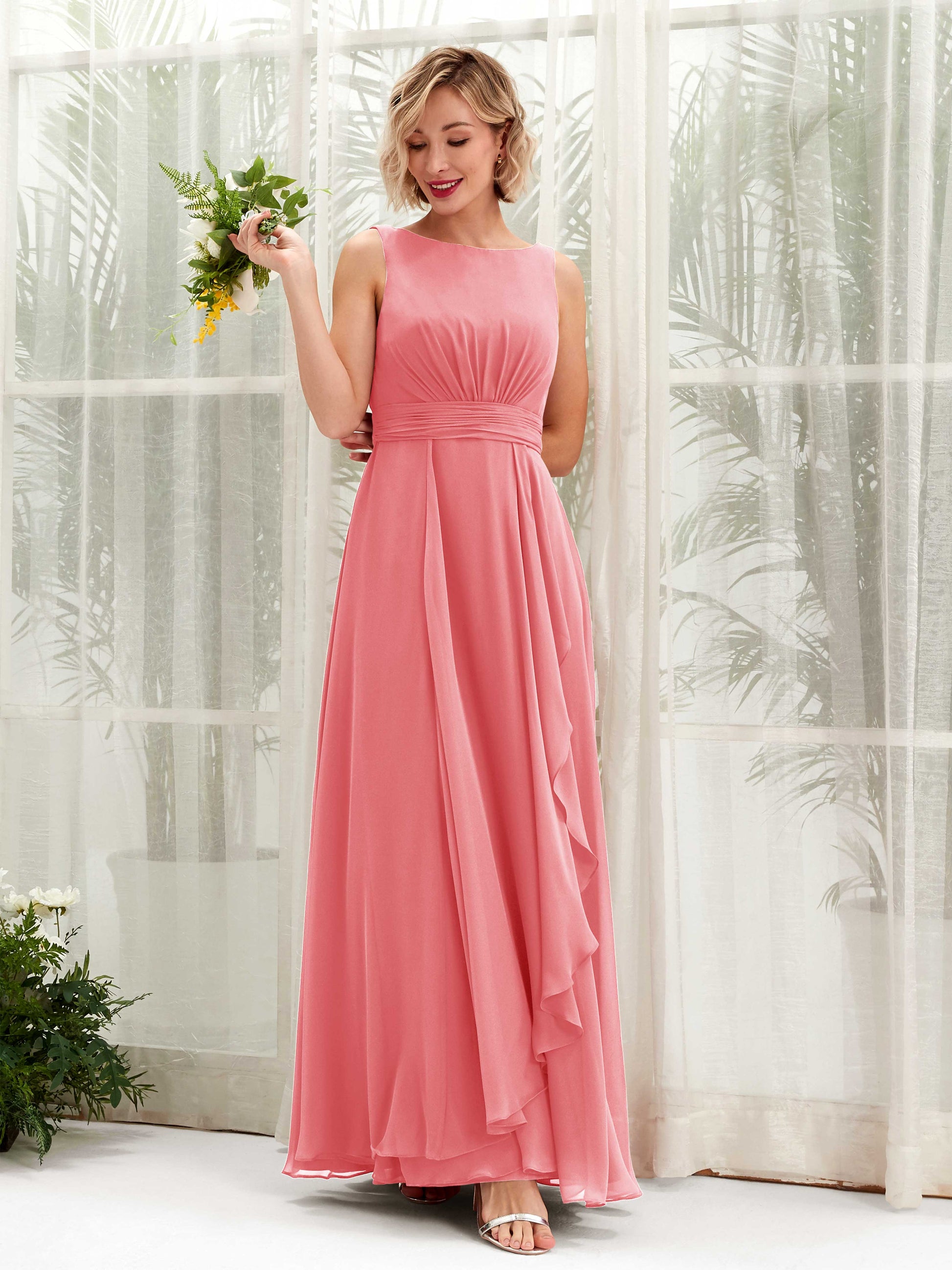 Brianna Coral Pink Sleeveless Maxi Dress