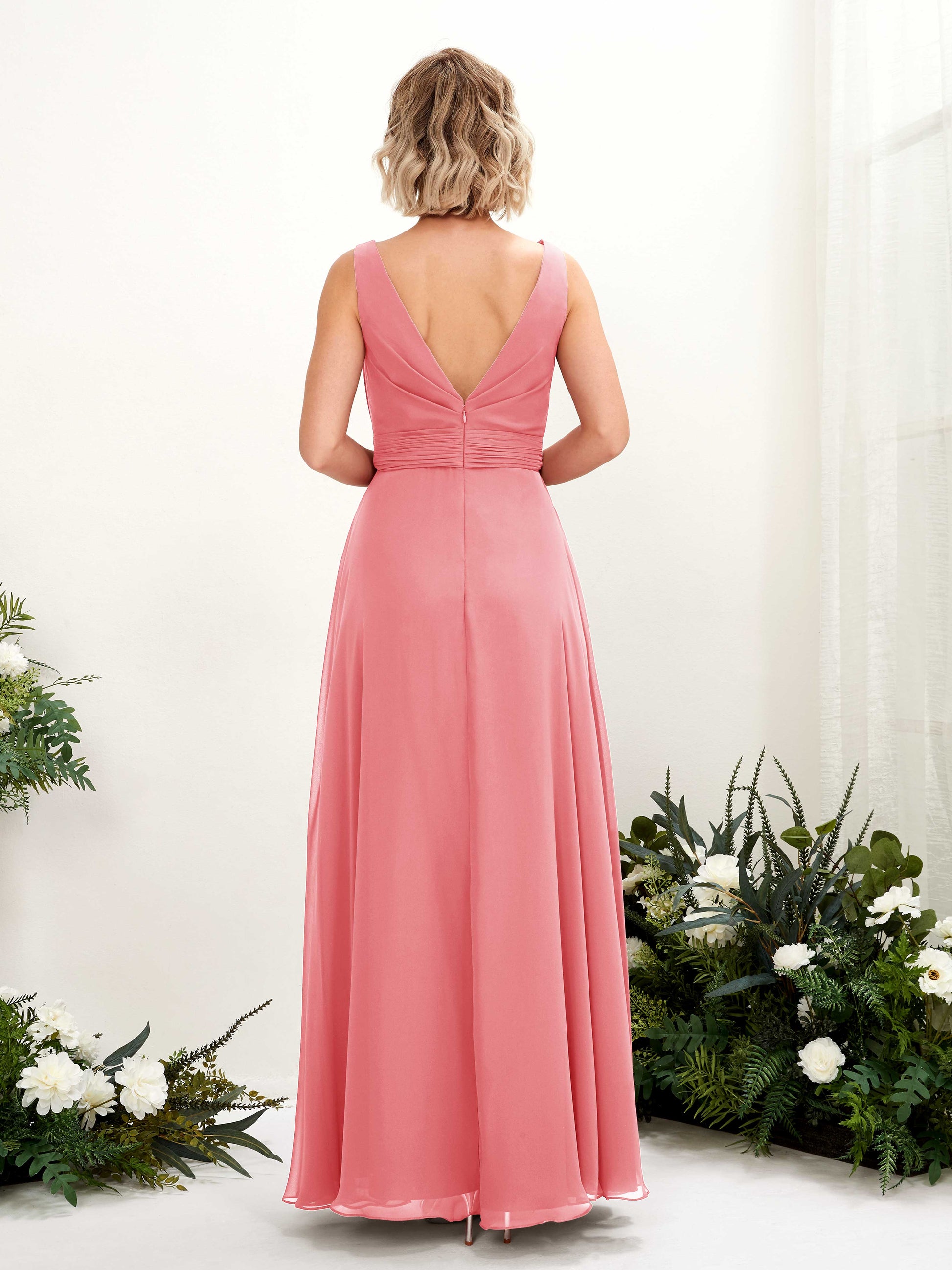 Brianna Coral Pink Sleeveless Maxi Dress