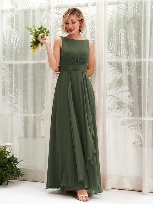 Brianna Martini Olive Sleeveless Maxi Dress