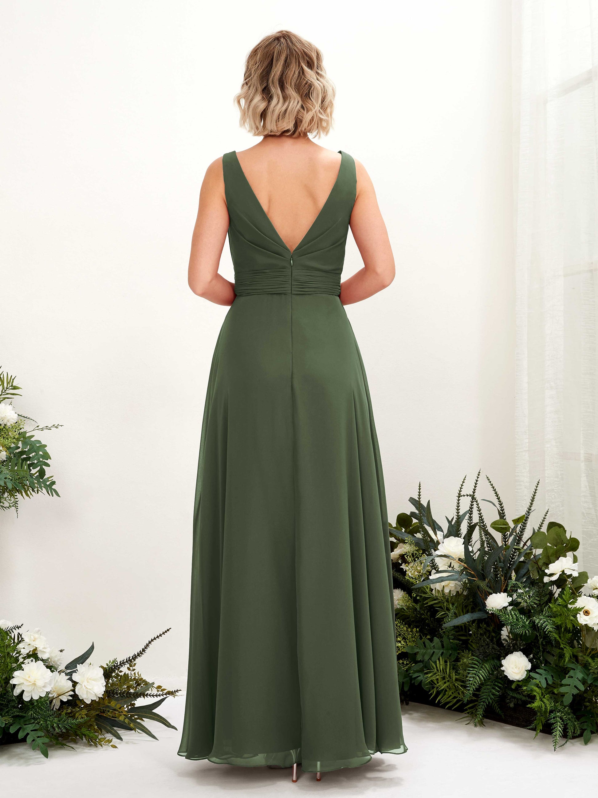 Brianna Martini Olive Sleeveless Maxi Dress