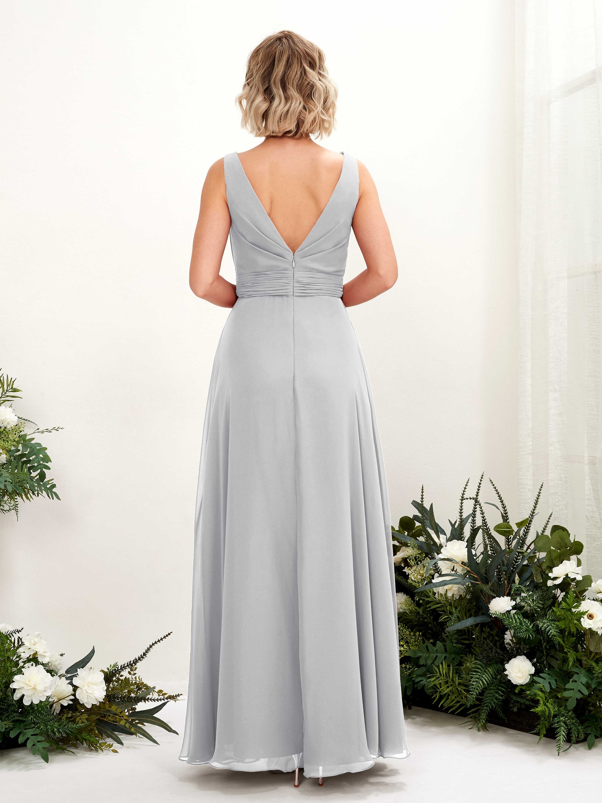 Brianna Silver Sleeveless Maxi Dress