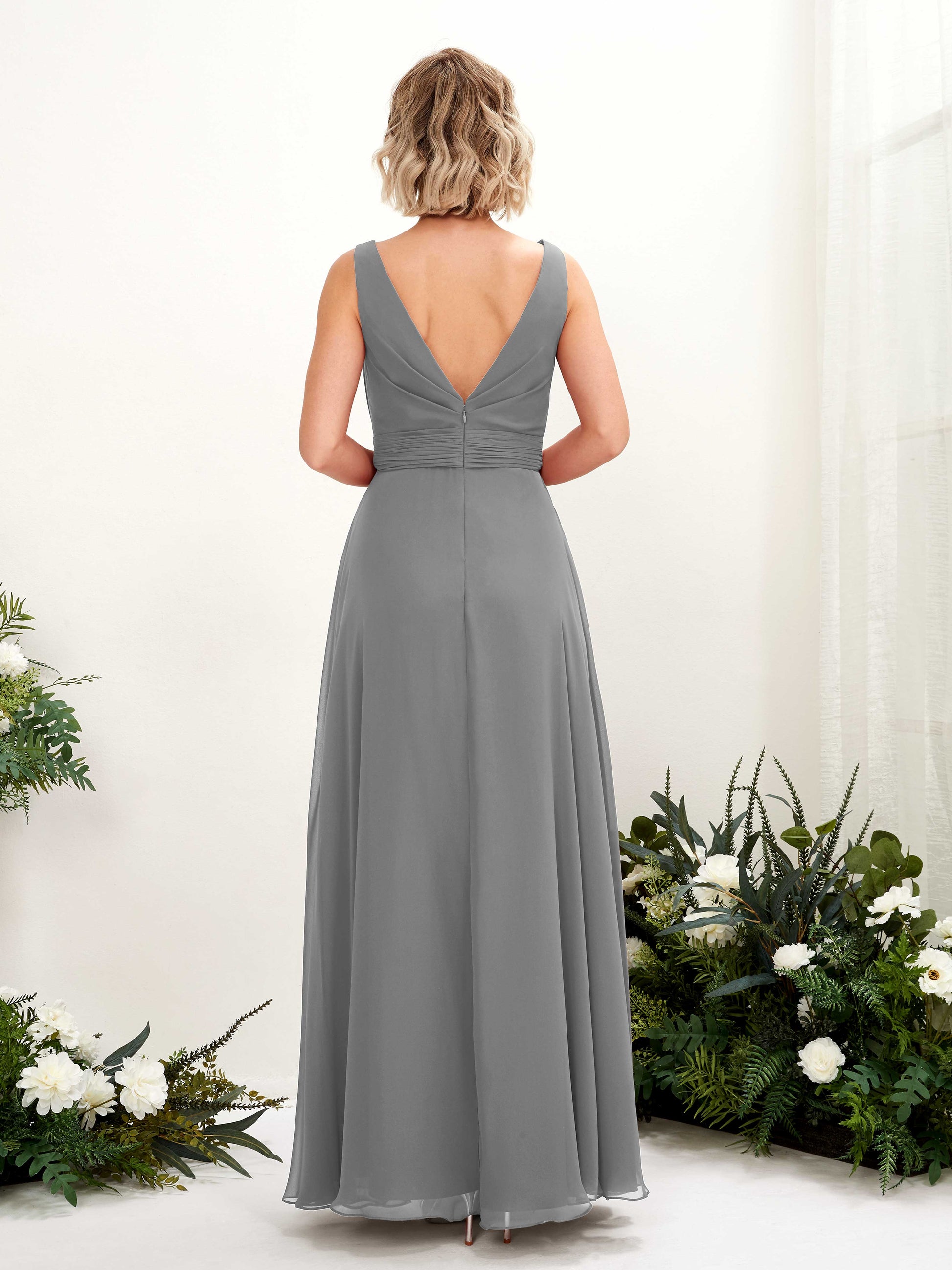 Brianna Steel Gray Sleeveless Maxi Dress