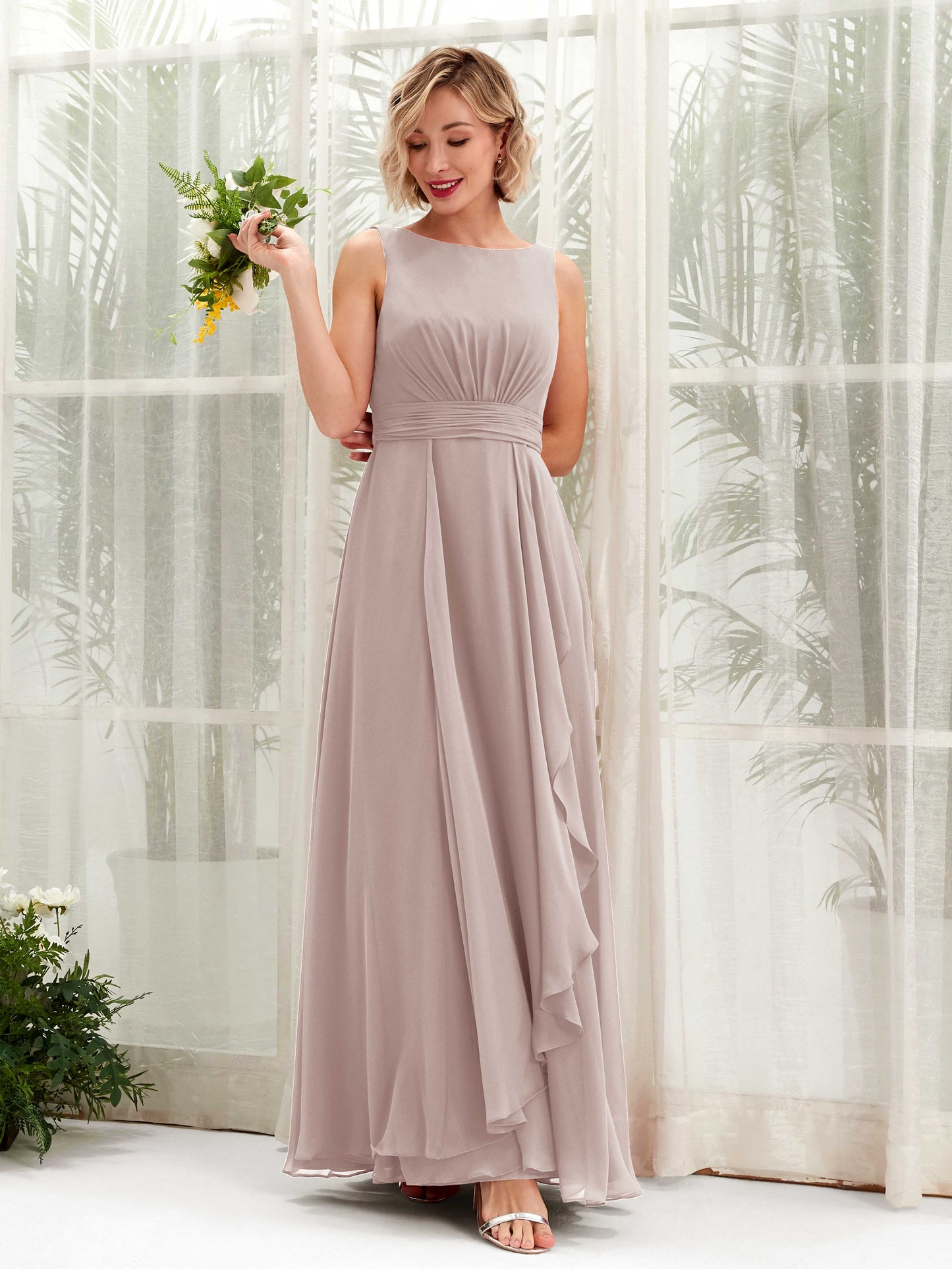 Brianna Taupe Sleeveless Maxi Dress