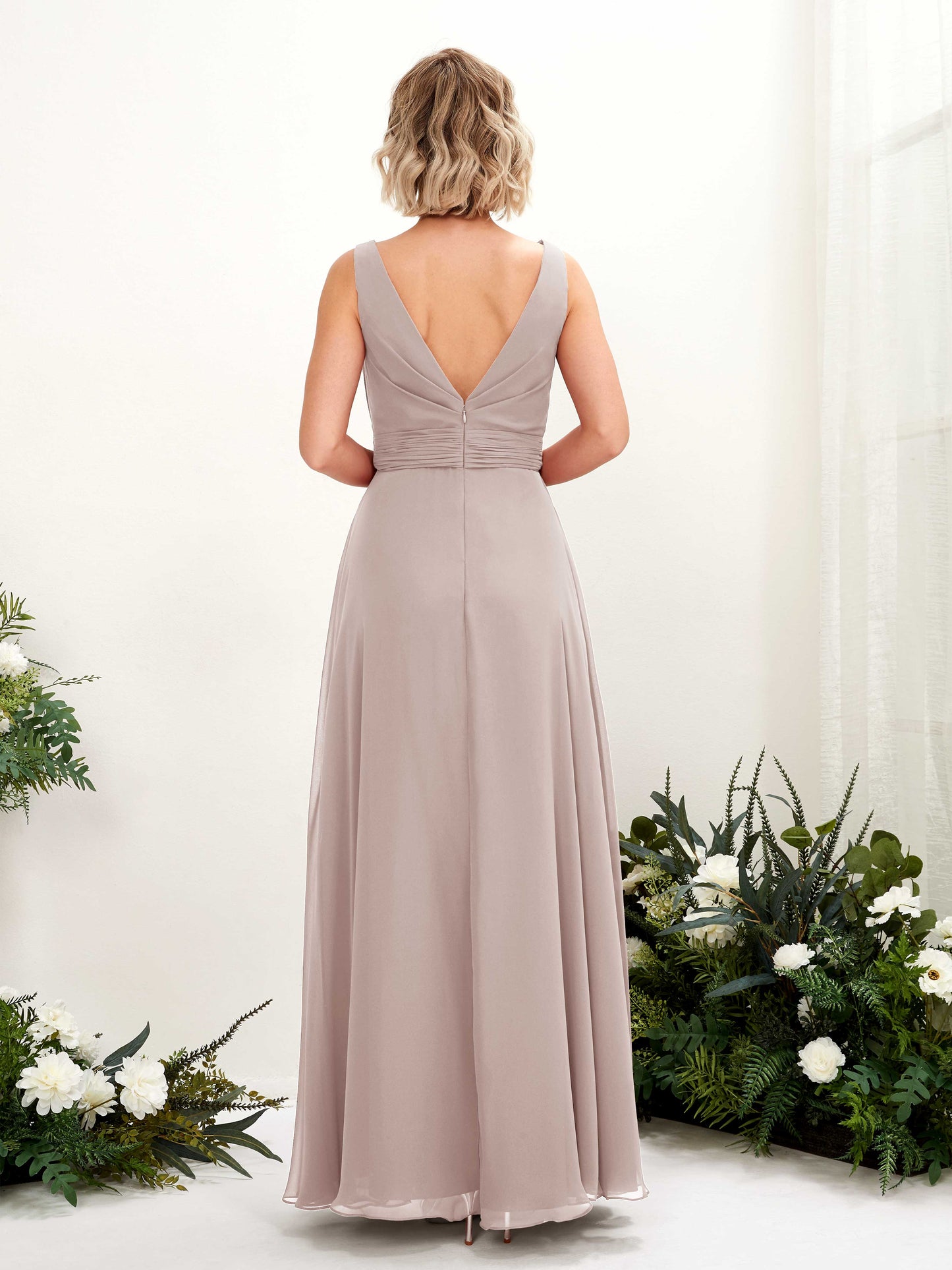 Brianna Taupe Sleeveless Maxi Dress