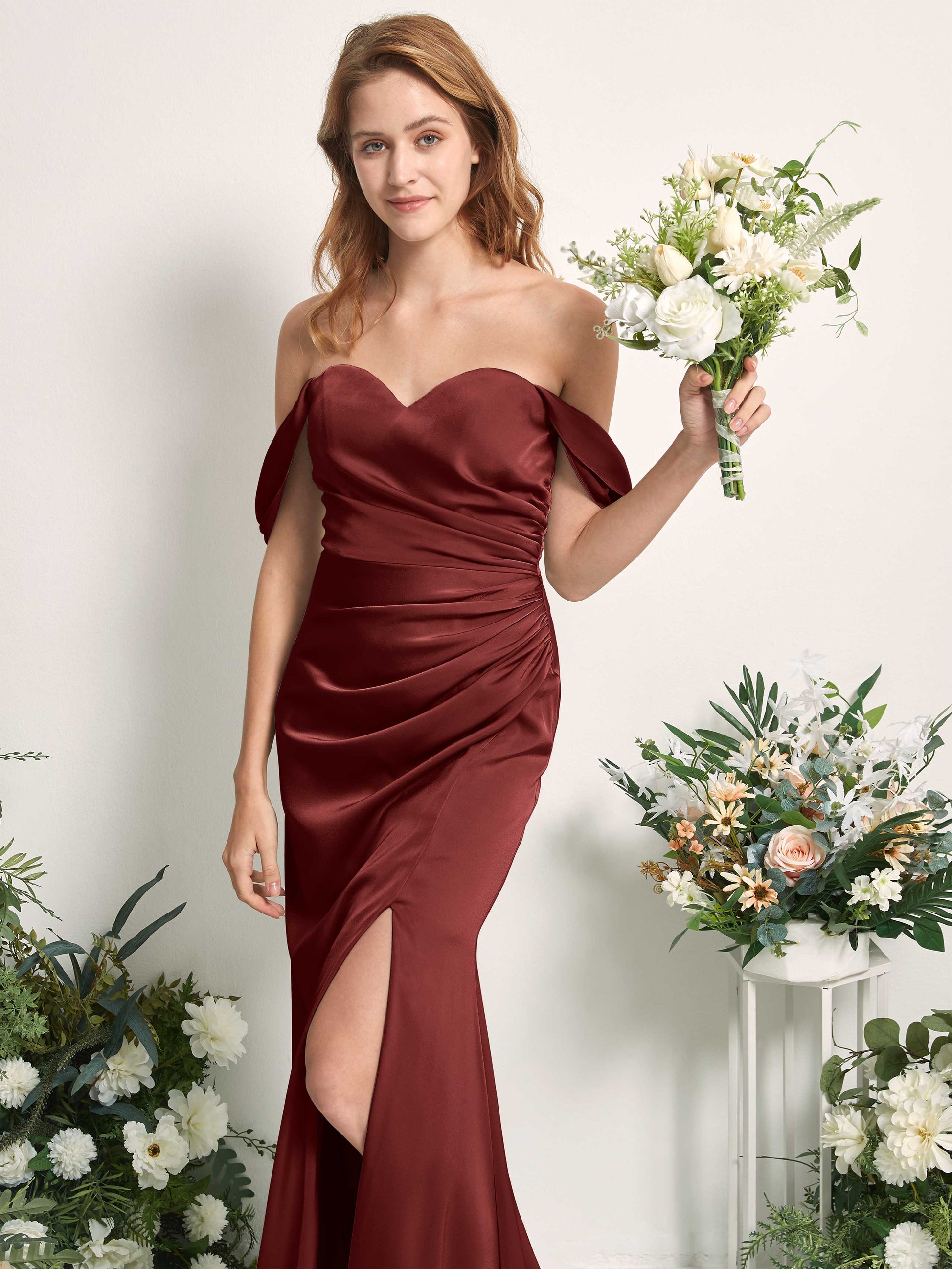 Bridget Burgundy Satin Sleeveless Maxi Dress