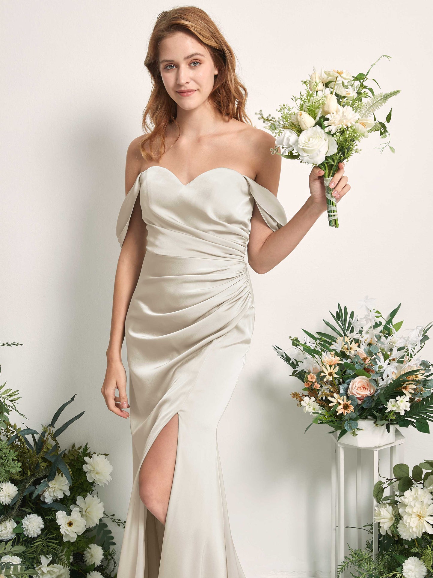 Bridget Champagne Satin Sleeveless Maxi Dress