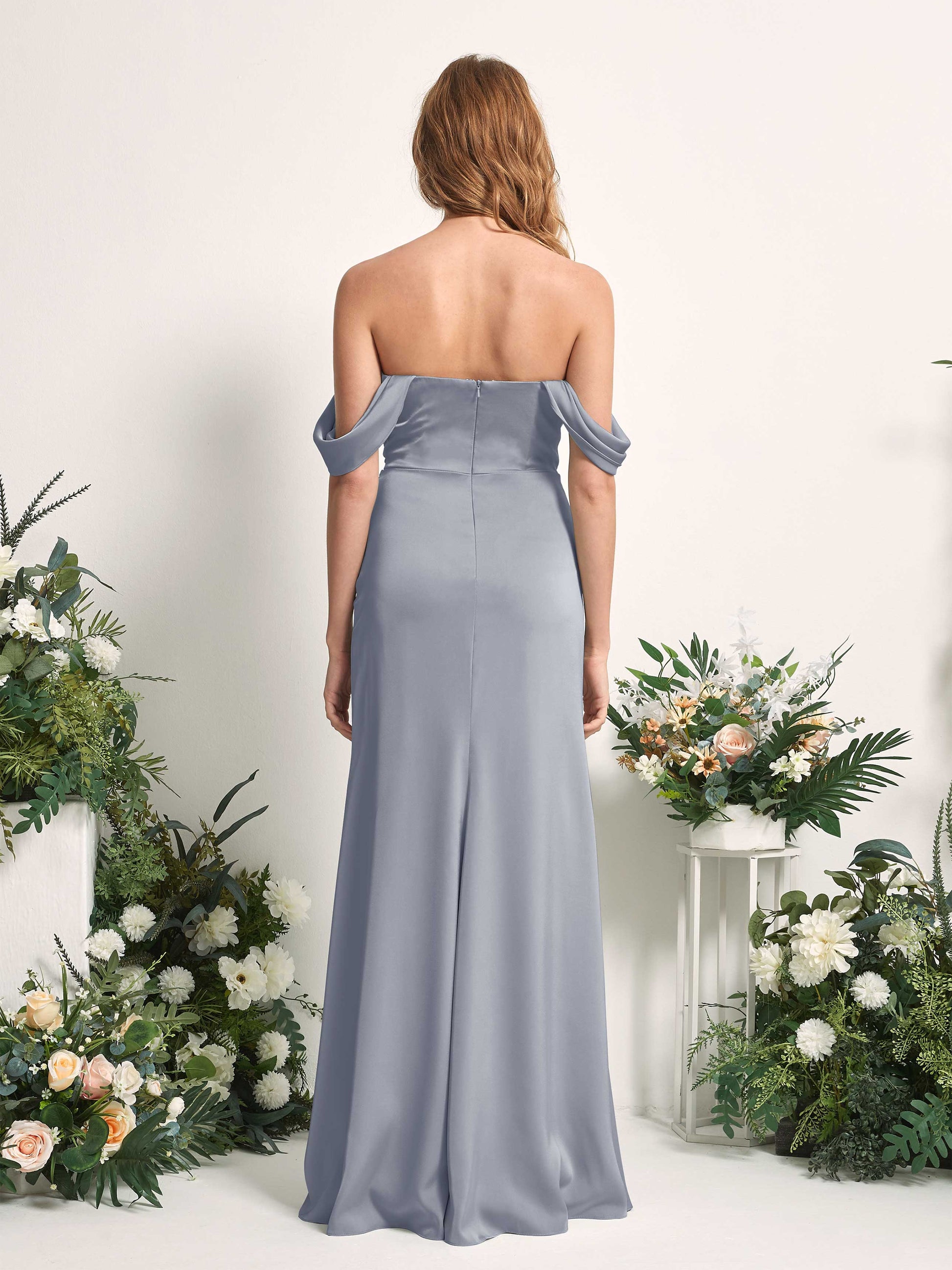 Bridget Dusty Blue Satin Sleeveless Maxi Dress