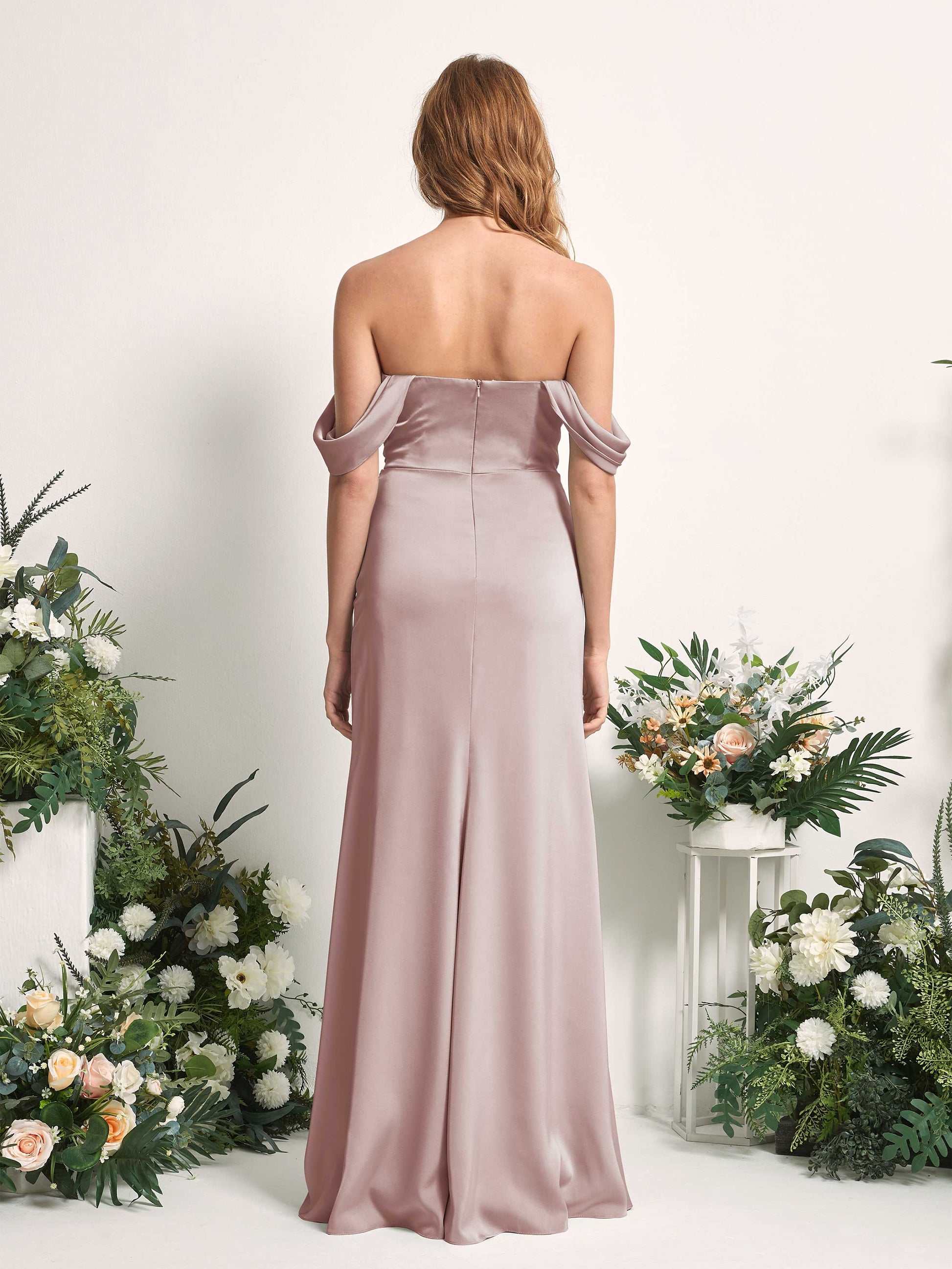 Bridget Dusty Rose Satin Sleeveless Maxi Dress