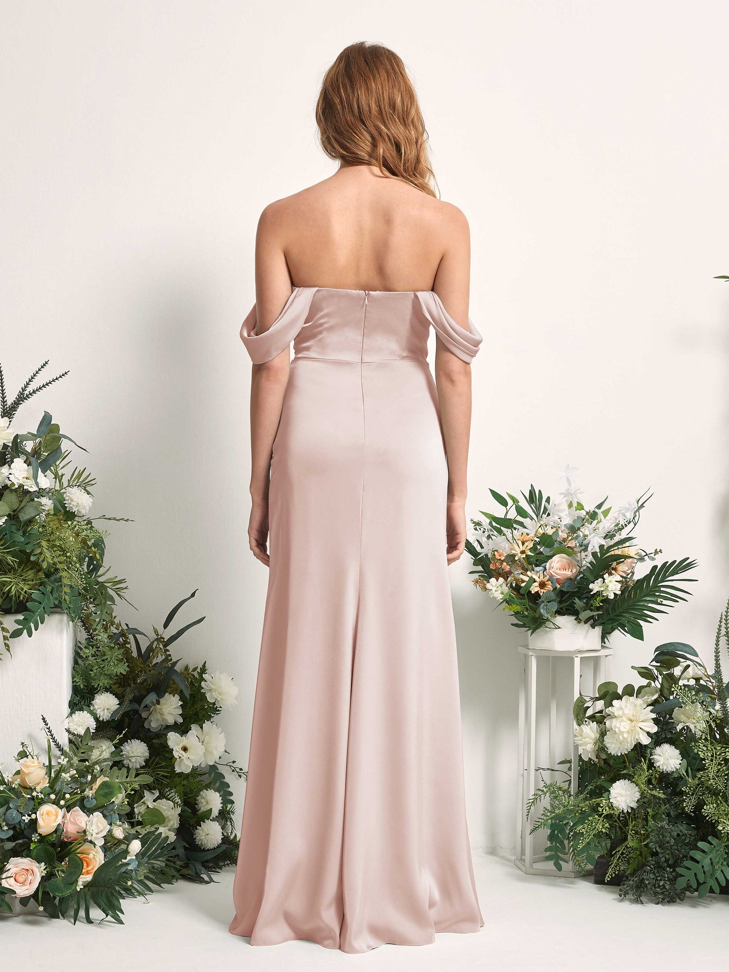 Bridget Pearl Pink Satin Sleeveless Maxi Dress