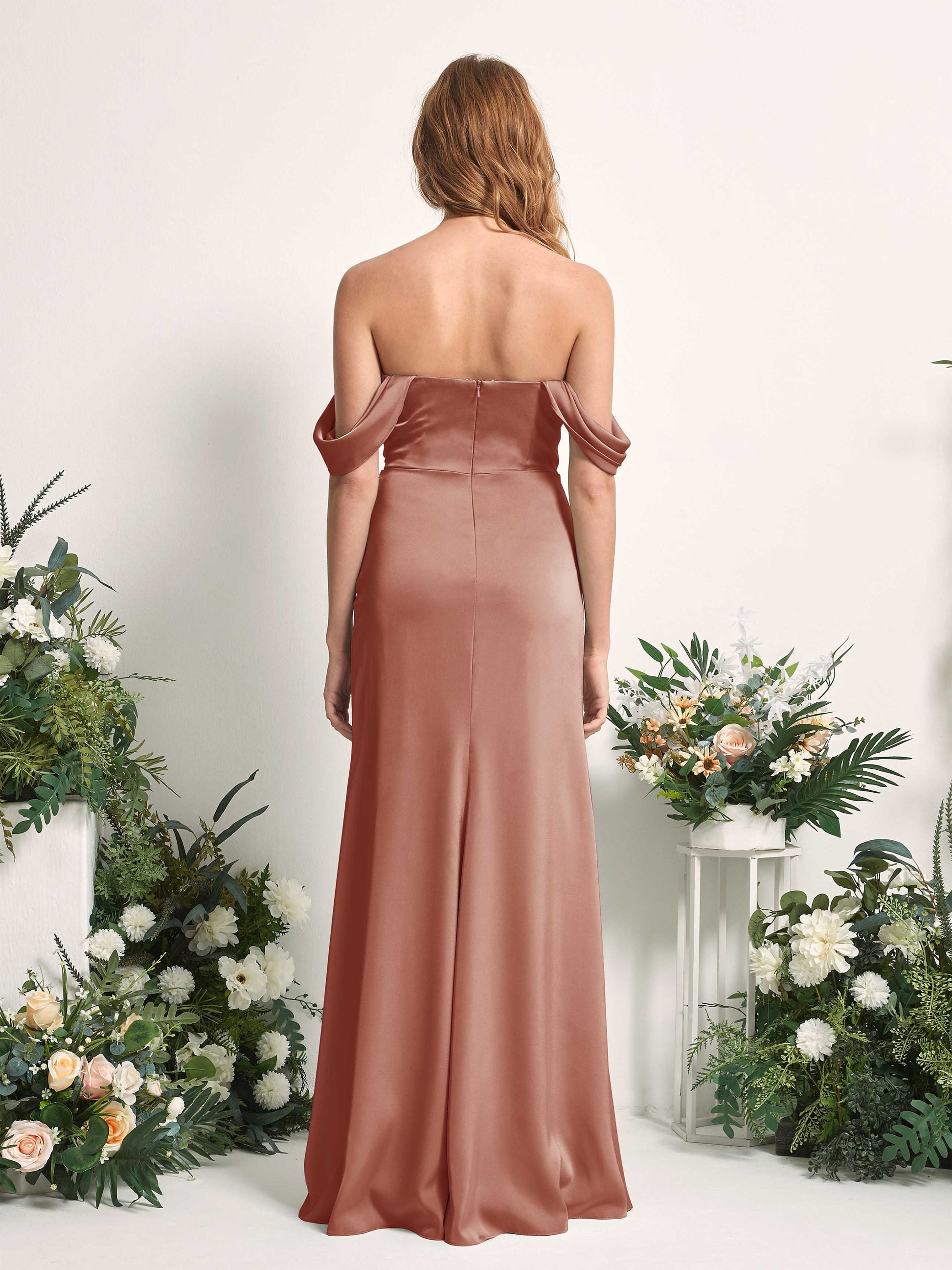 Bridget Raw Sienna Satin Sleeveless Maxi Dress