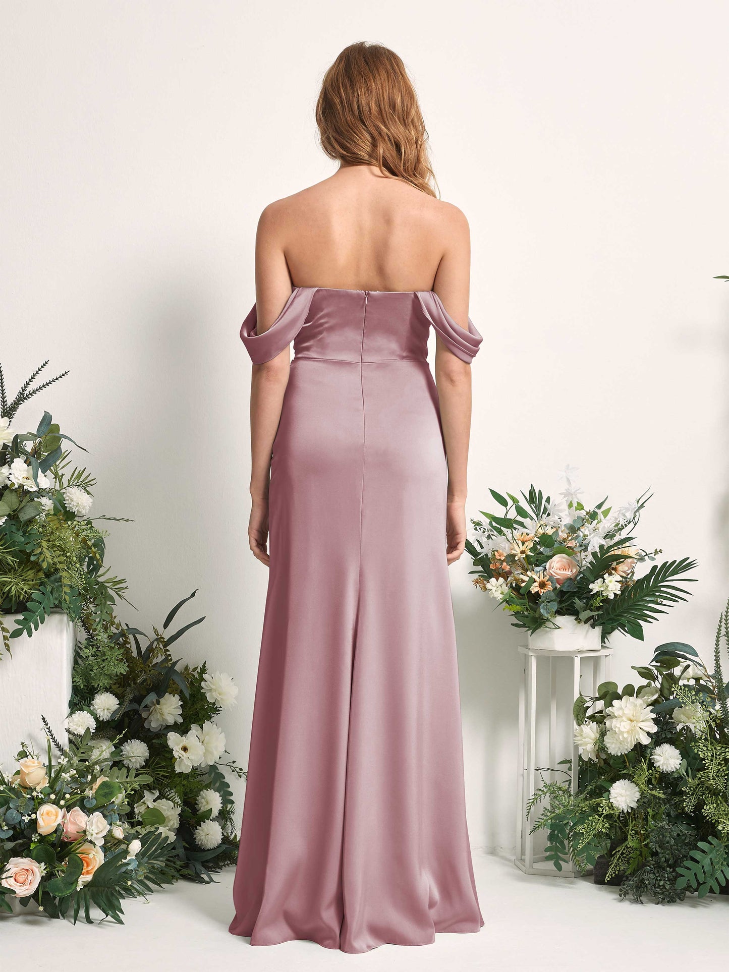 Bridget Rose Quartz Satin Sleeveless Maxi Dress