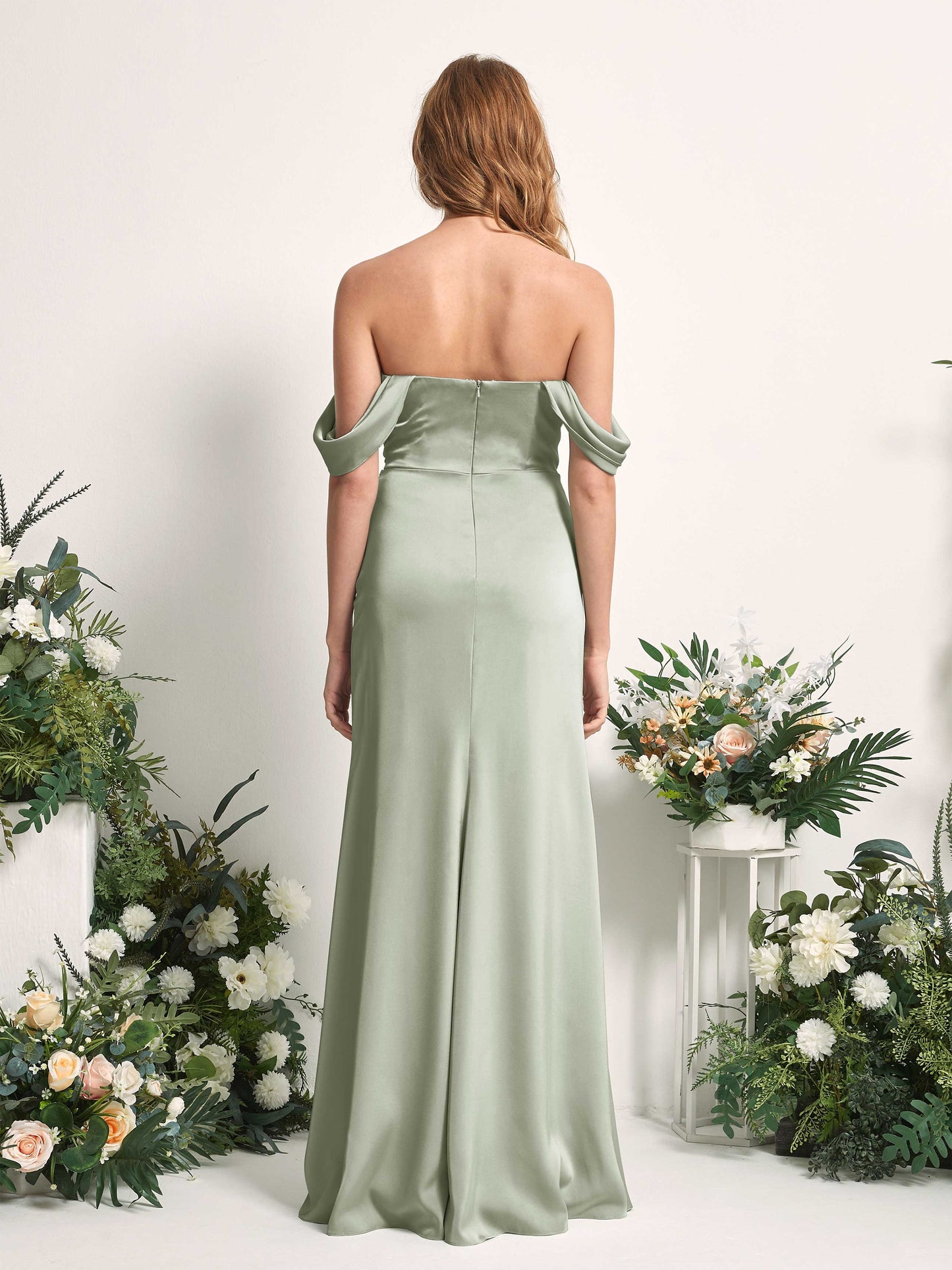 Bridget Sage Green Satin Sleeveless Maxi Dress