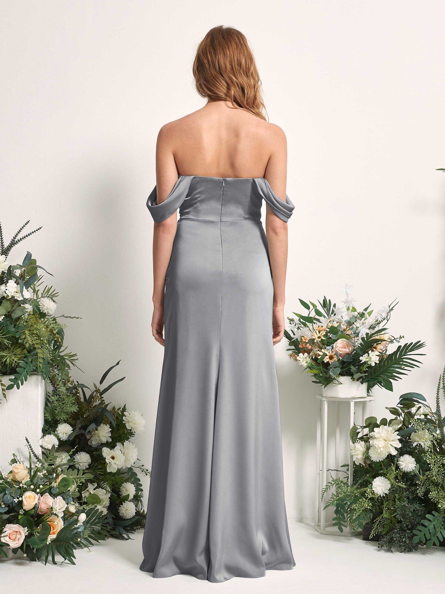 Bridget Steel Gray Satin Sleeveless Maxi Dress