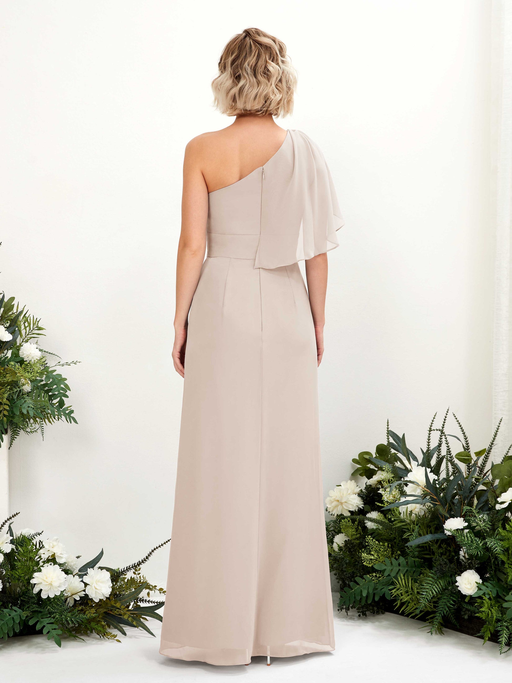 Brook Champagne One Shoulder Maxi Dress